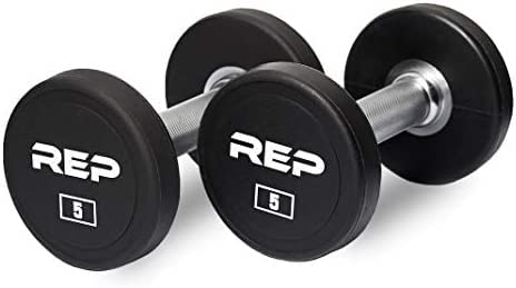 REP Fitness Urethane Coated Round Dumbbells Set with Rack, 5 to 100 lbs, Steel Core, Chrome Handles, Professional Weights for Home Gym Strength Training customer photo 2