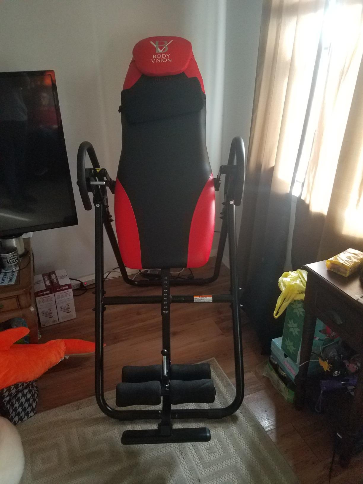 Body Vision IT9825 Premium Inversion Table with Removable Head Pillow & Lumbar Support Pad, Heavy Duty - up to 250 lbs., Red customer photo 1