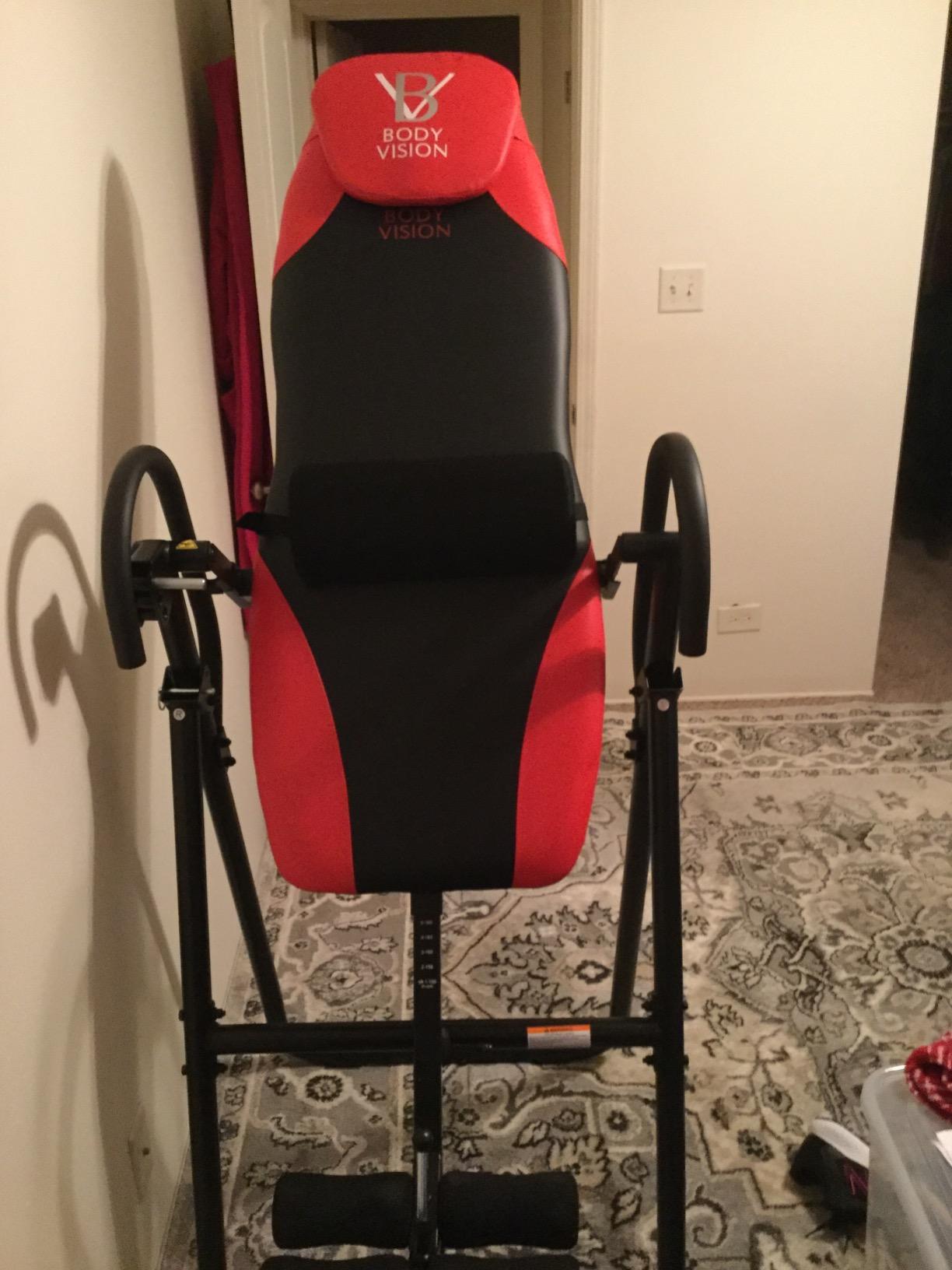 Body Vision IT9825 Premium Inversion Table with Removable Head Pillow & Lumbar Support Pad, Heavy Duty - up to 250 lbs., Red customer photo 2