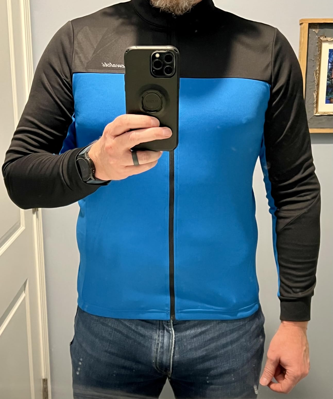 Przewalski Men's Cycling Jersey Winter Thermal Long Sleeve Fleece Cycling Jacket with 3 Rear Pockets customer photo 1
