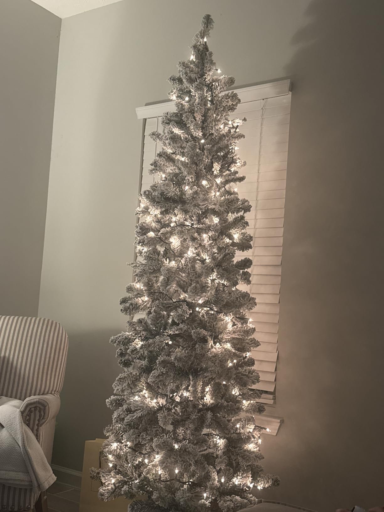 Best Choice Products Flocked Pencil Christmas Tree, Unlit Slim Artificial Holiday Decoration, 6ft Skinny Snowy Appearance w/Base customer photo 2