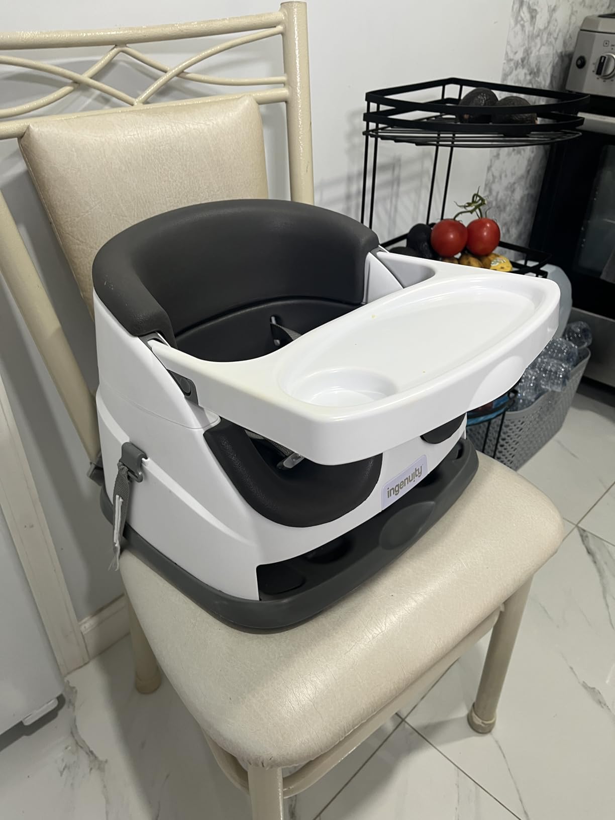 Ingenuity Baby Base 2-in-1 Booster Feeding and Floor Seat with Self-Storing Tray - Slate customer photo 2