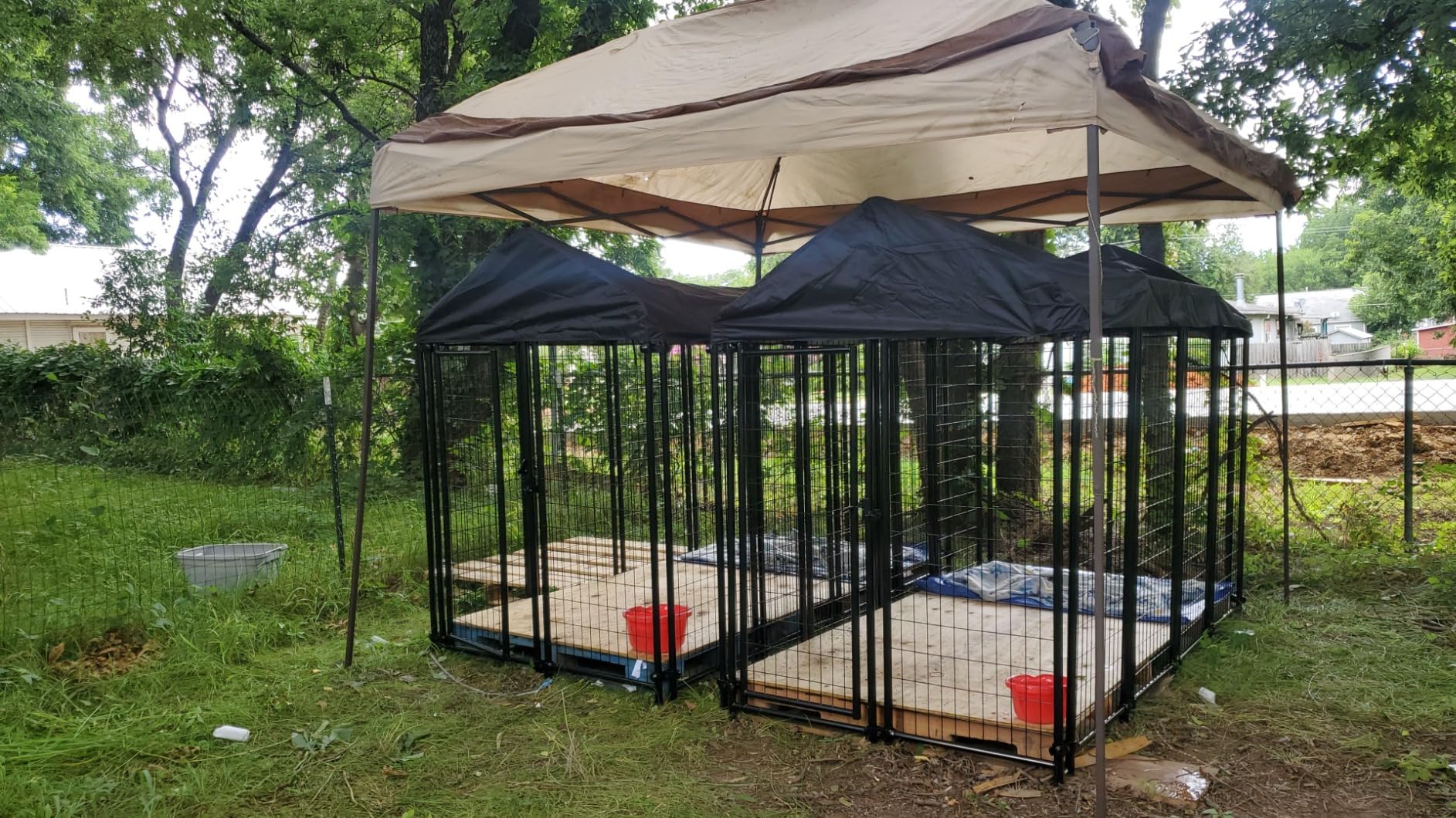 Amazon Basics - Welded Rectangular Outdoor Secure Wire Crate Kennel for Cat, Dog Large, Black, 102 x 48 x 72 inches customer photo 2