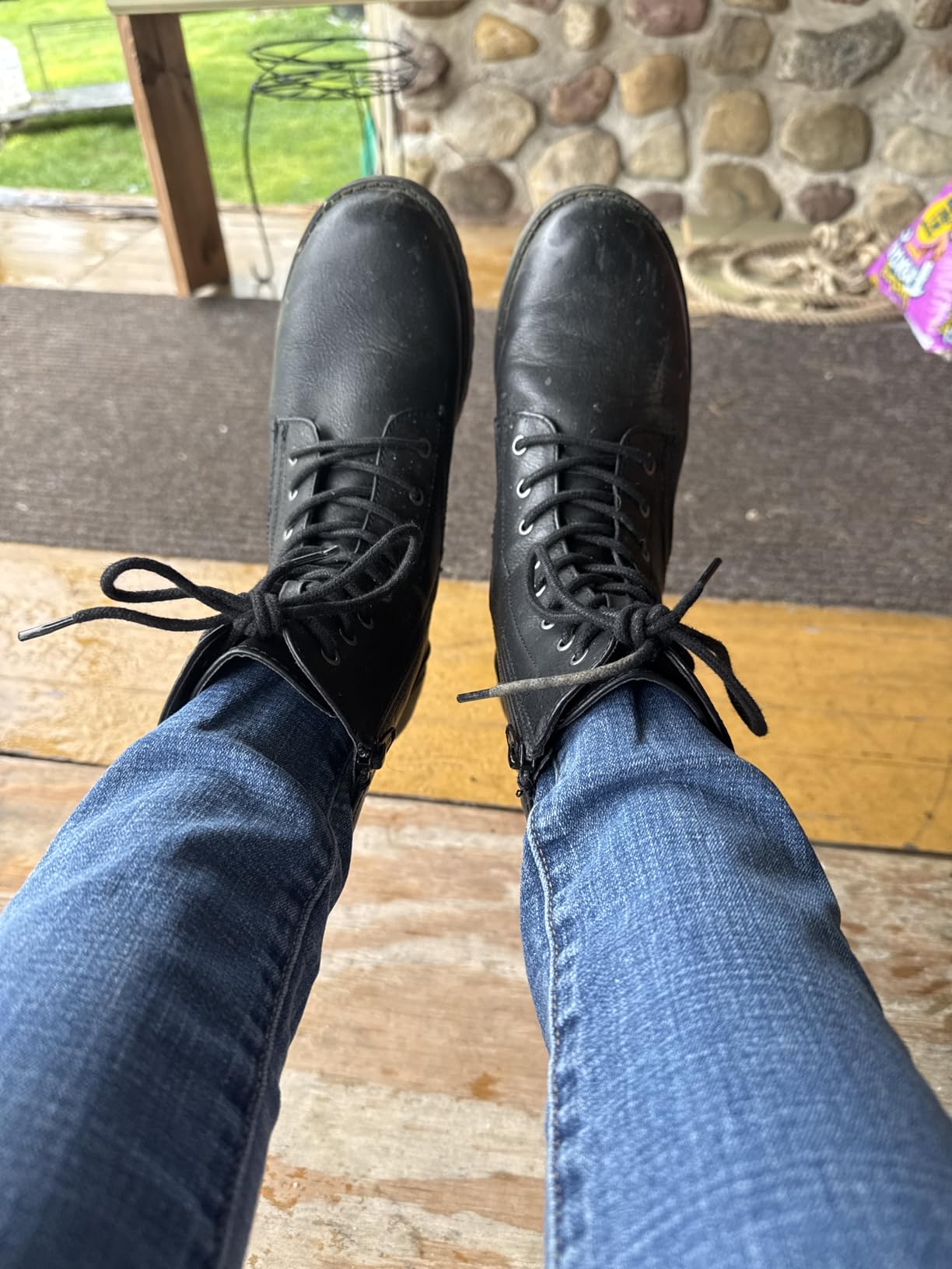 Amazon Essentials Women's Lace-Up Combat Boots with Lug Sole and Side Zipper customer photo 1