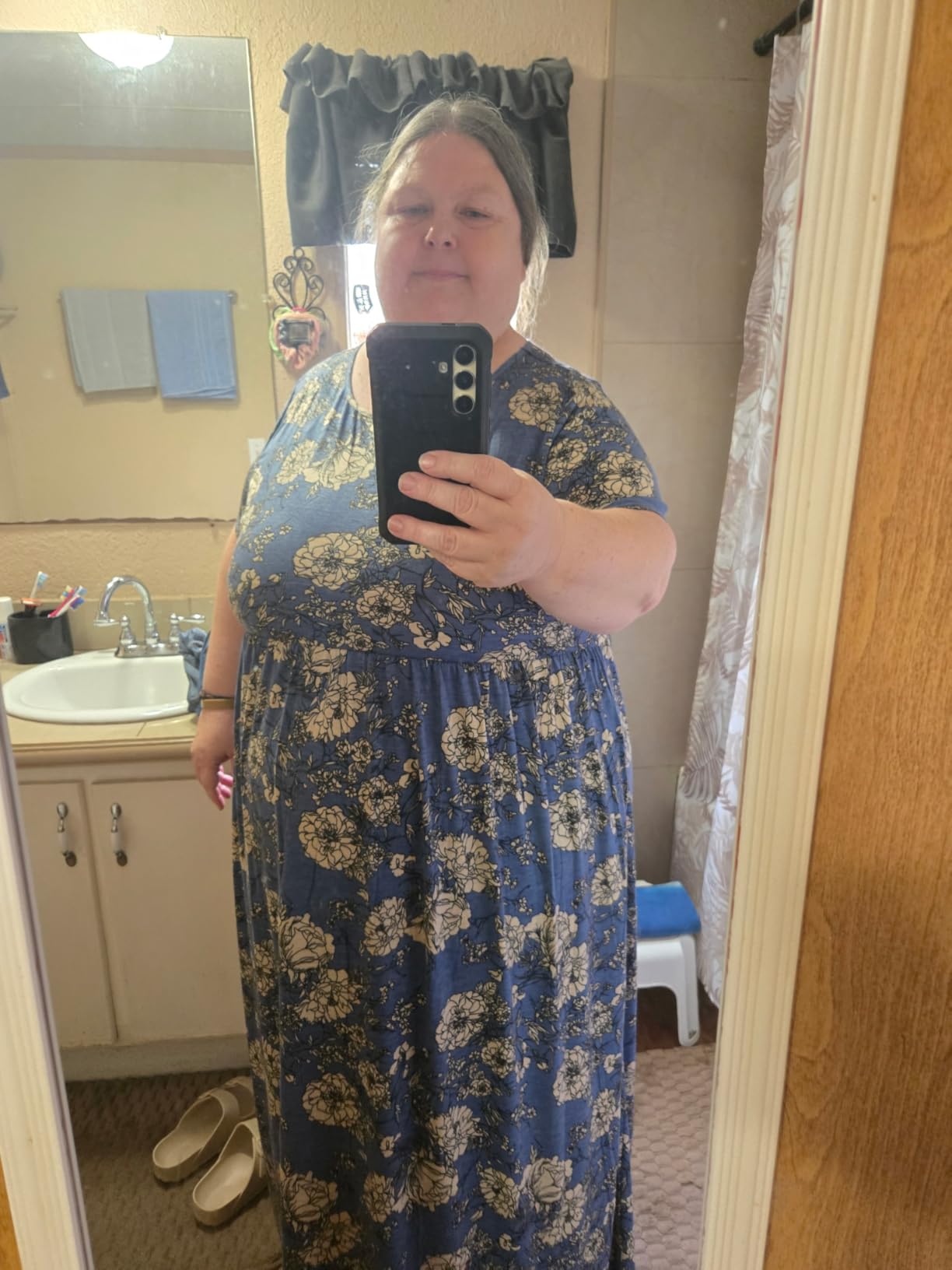 Nemidor Plus Size Maxi Dresses for Curvy Women Summer Casual Loose Short Sleeve Long Beach Dress with Pocket customer photo 1