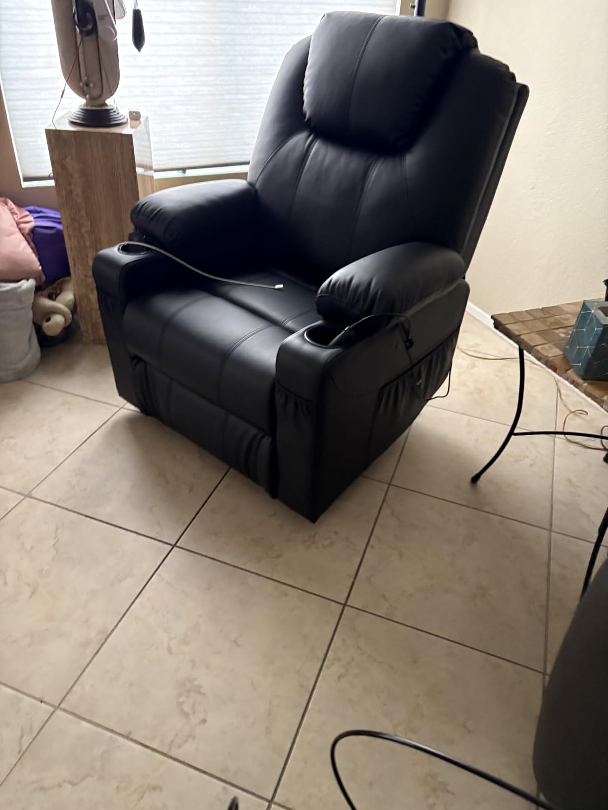 MCombo Electric Power Lift Recliner Chair Sofa with Massage and Heat for Elderly, 3 Positions, 2 Side Pockets, and Cup Holders, USB Ports, Faux Leather customer photo 1