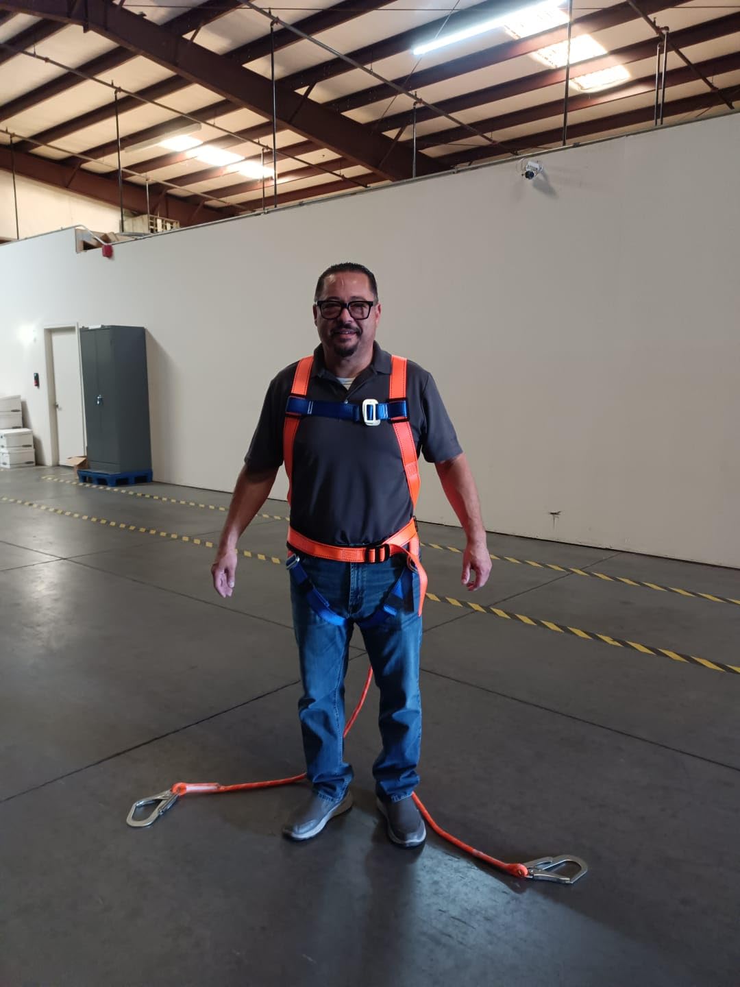 Full Body Safety Harness Tool Fall Protection, OSHA/ANSI Compliant, ASTM F1774 certified | INTERNAL Shock Absorbing Lanyard (Orange) customer photo 2