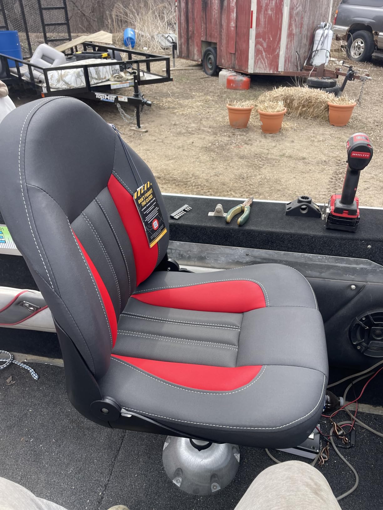 TEMPRESS ProBax Orthopedic Limited Edition Boat Seat (Charcoal/Gray/Red) customer photo 1