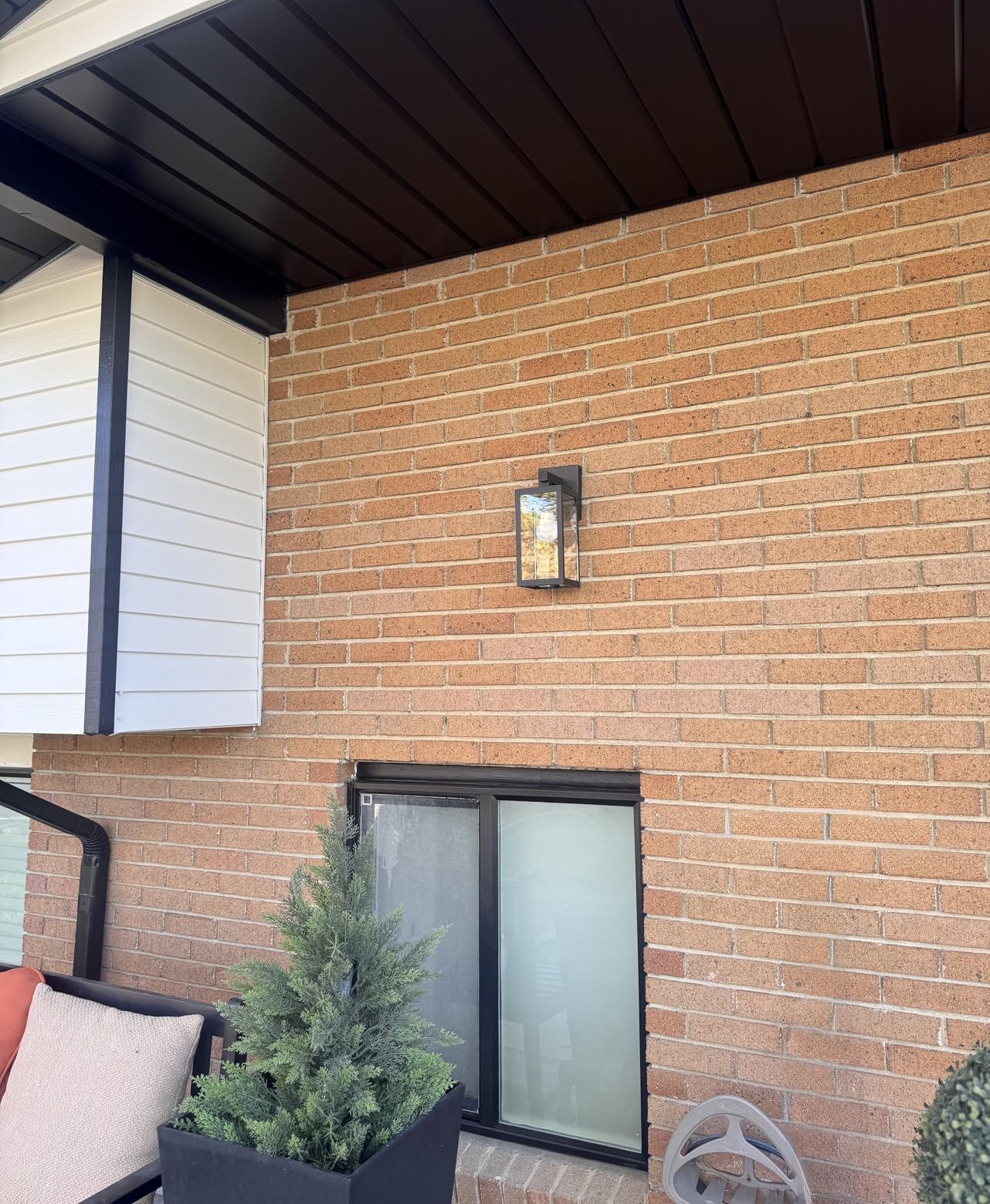 MAXvolador Outdoor Wall Lantern, Exterior Waterproof Wall Sconce Light Fixture, Black Anti-Rust Mount Light with Clear Glass, E26 Base Wall Lamp customer photo 2