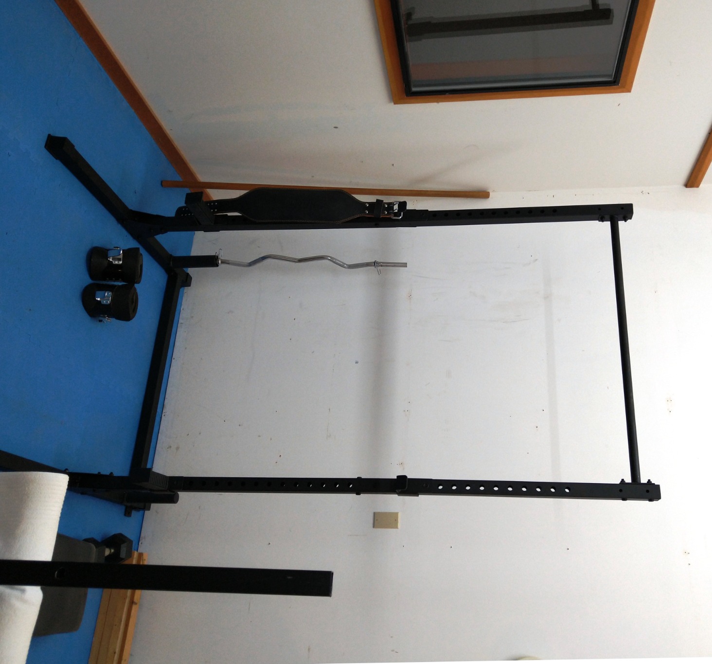 papababe Squat Rack with Pull Up Bar for Home Gym, Adjustable Power Cage with J-Hooks, 800LB Capacity customer photo 1