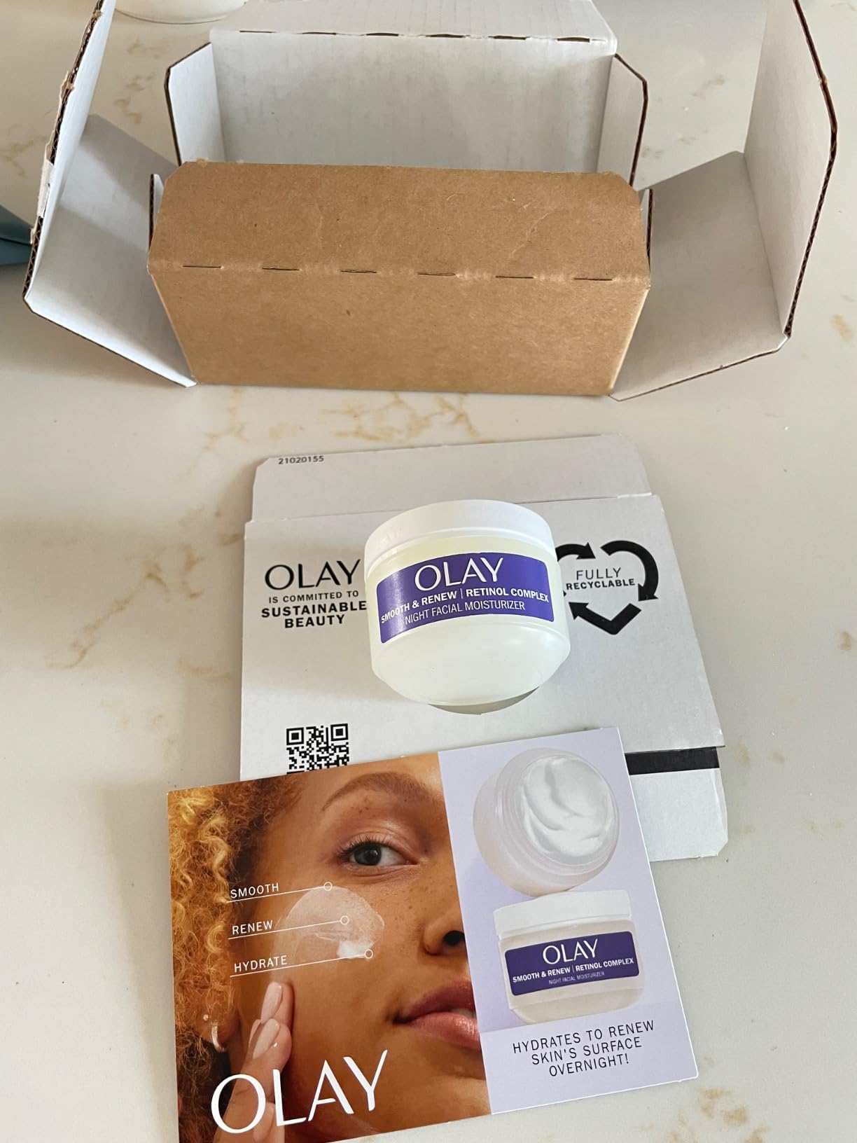 Olay Retinol Night Cream for Women, Anti-Aging Face Moisturizer, Fragrance-Free, Non Greasy - Anti-Wrinkle, Smooth Fine Lines, Hydrating Skin Care - Triple Collagen Cream, Peptide, Niacinamide, 1.7oz customer photo 2