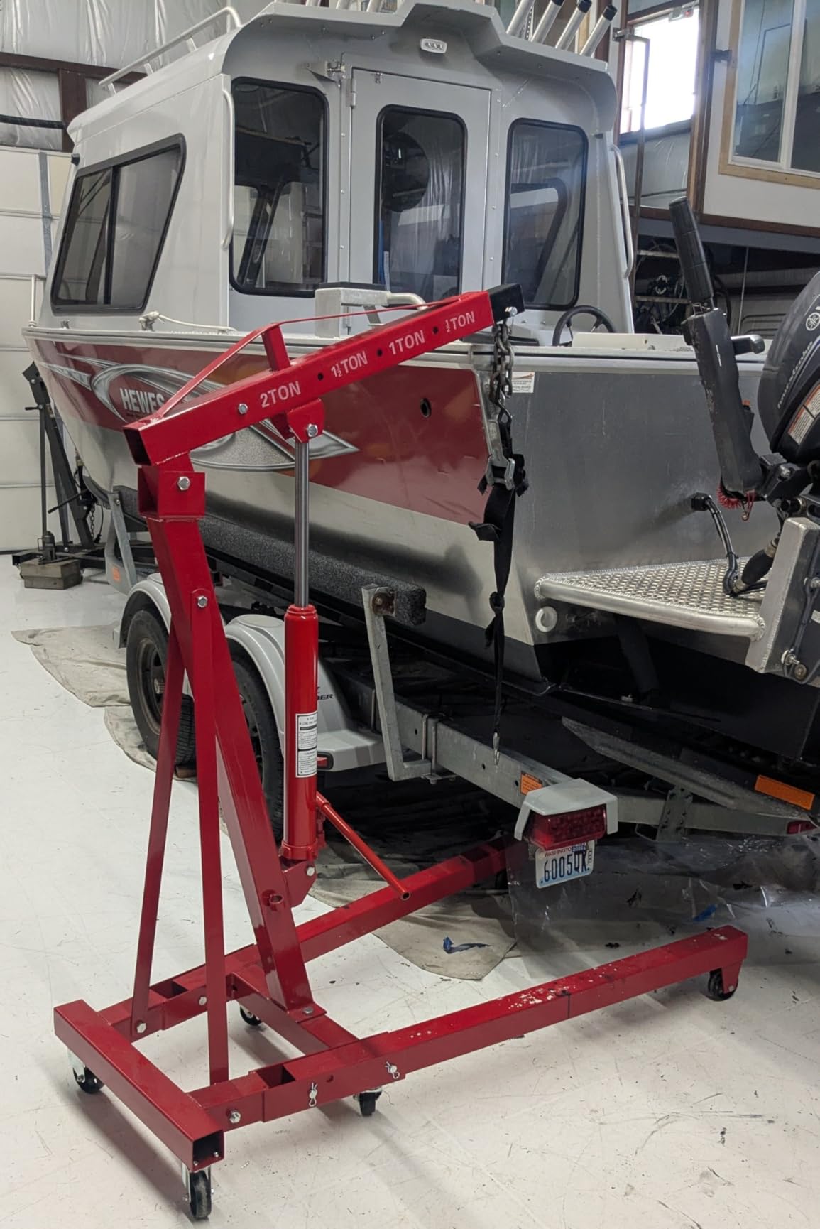 2 Ton Hydraulic Engine Hoist Crane, 4400LBS Folding Heavy-Duty Cherry Picker Engine Hoist with 6 Locking Wheels & 4 Boom Positions for Truck SUV Engines Garage Workshop customer photo 1