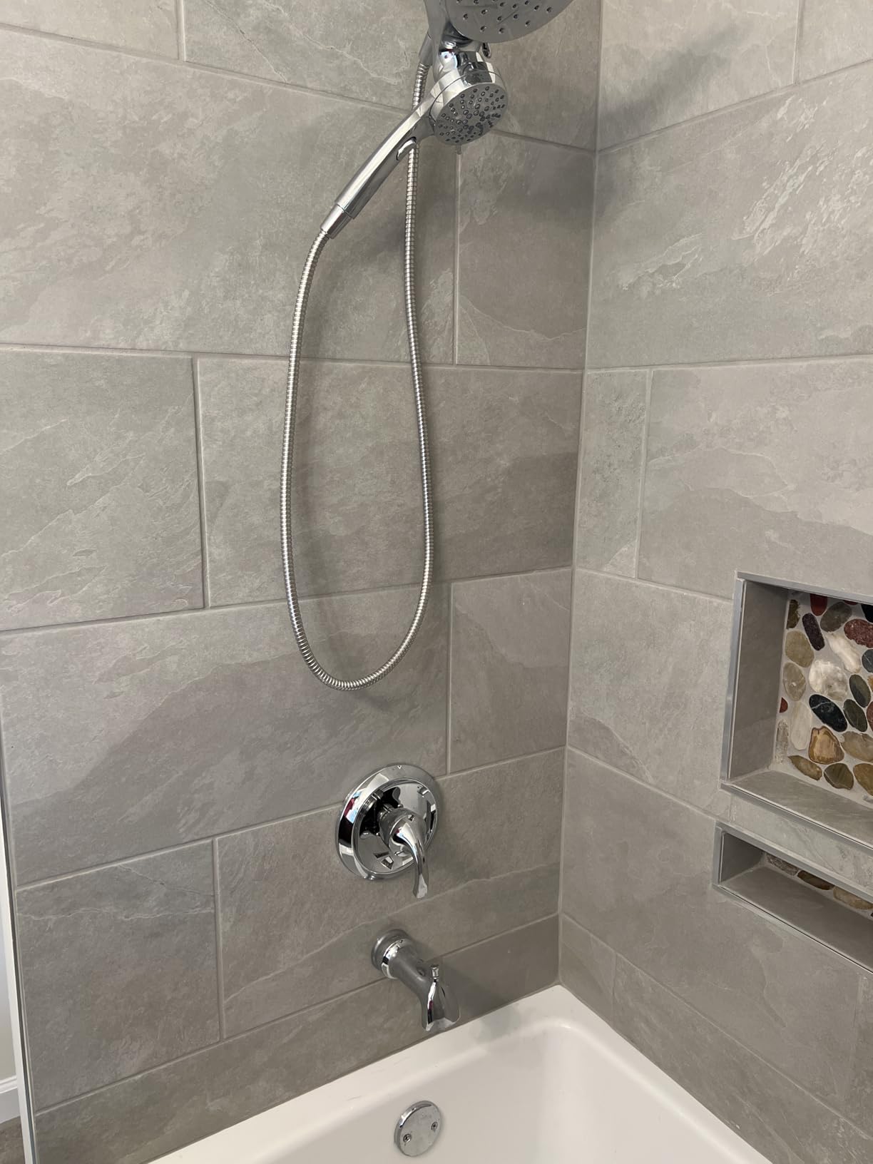 Moen Engage Multi-Function Handshower and Rainfall Shower Head Trim Combo with Handle, Tub Spout, Metal Hose and Valve, Brushed Nickel, 82304SRN customer photo 2