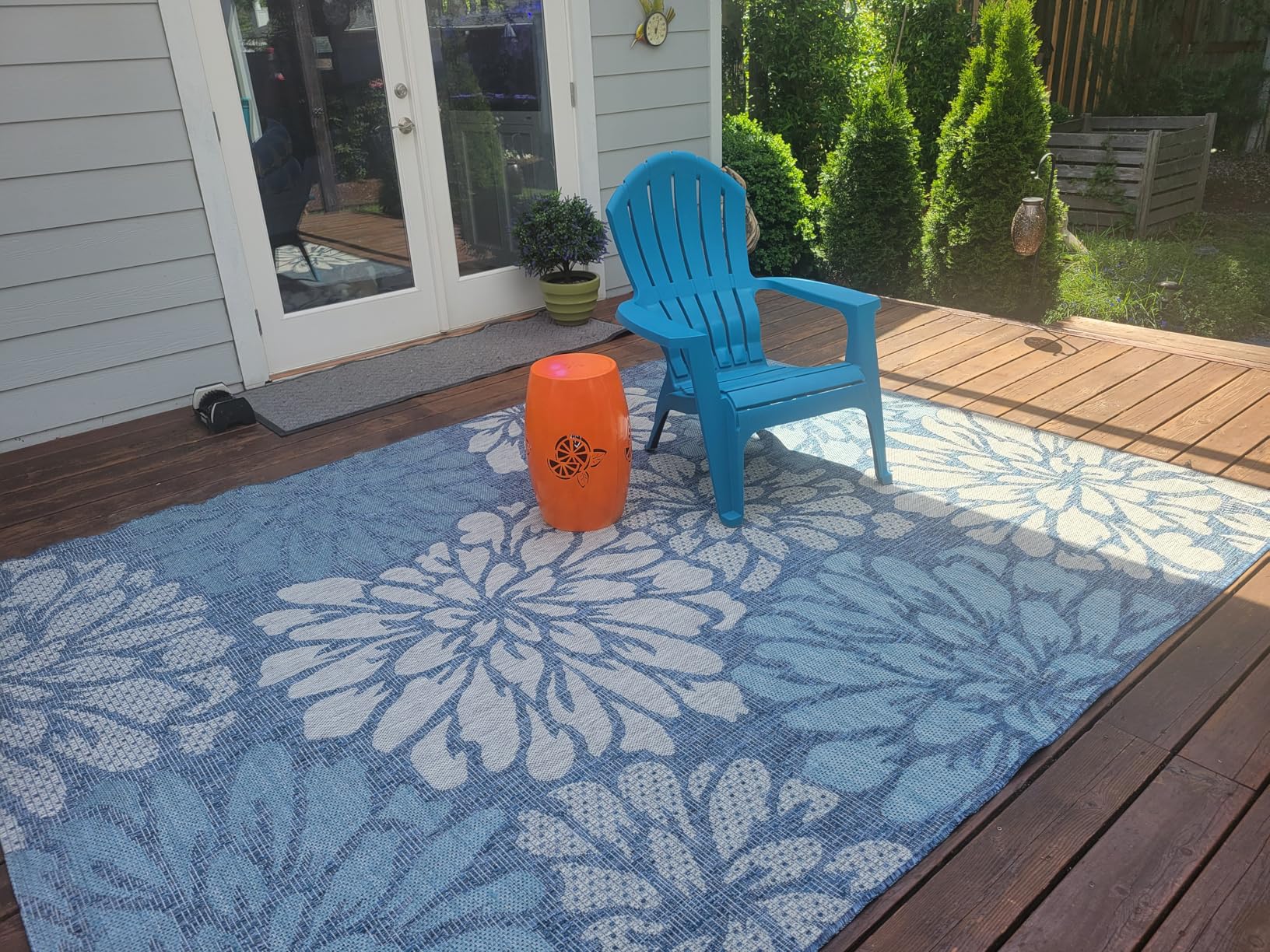 JONATHAN Y Floral Textured Weave Indoor Outdoor Area Rug 9X12 Navy/Green, Zinnia Modern for Backyard, Patio, Porch, Easy-Cleaning, High Traffic, Pet-Friendly, Non-Shedding (SMB110B-9) customer photo 1
