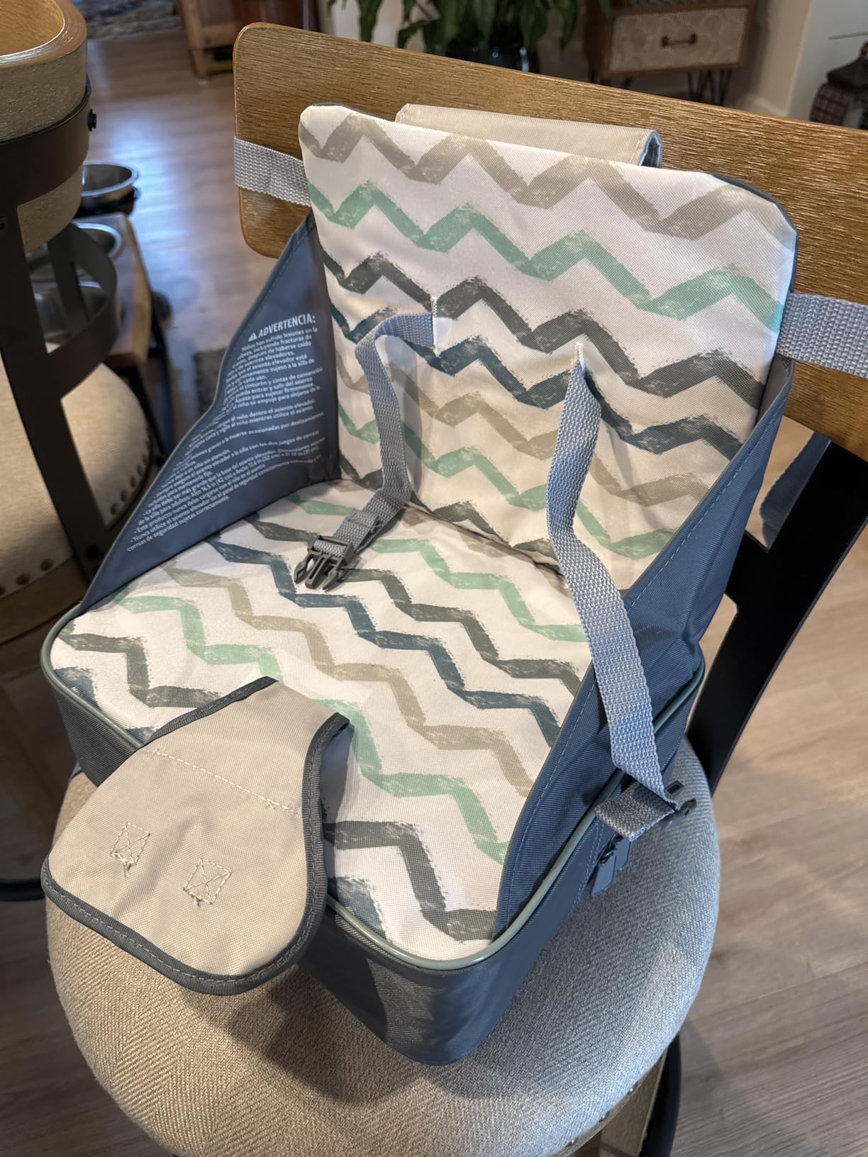 Nuby Easy Go Booster Seat - Travel Booster Seat for Babies and Toddlers - Holds Up to 35 Pounds - 9+ Months - Blue customer photo 1
