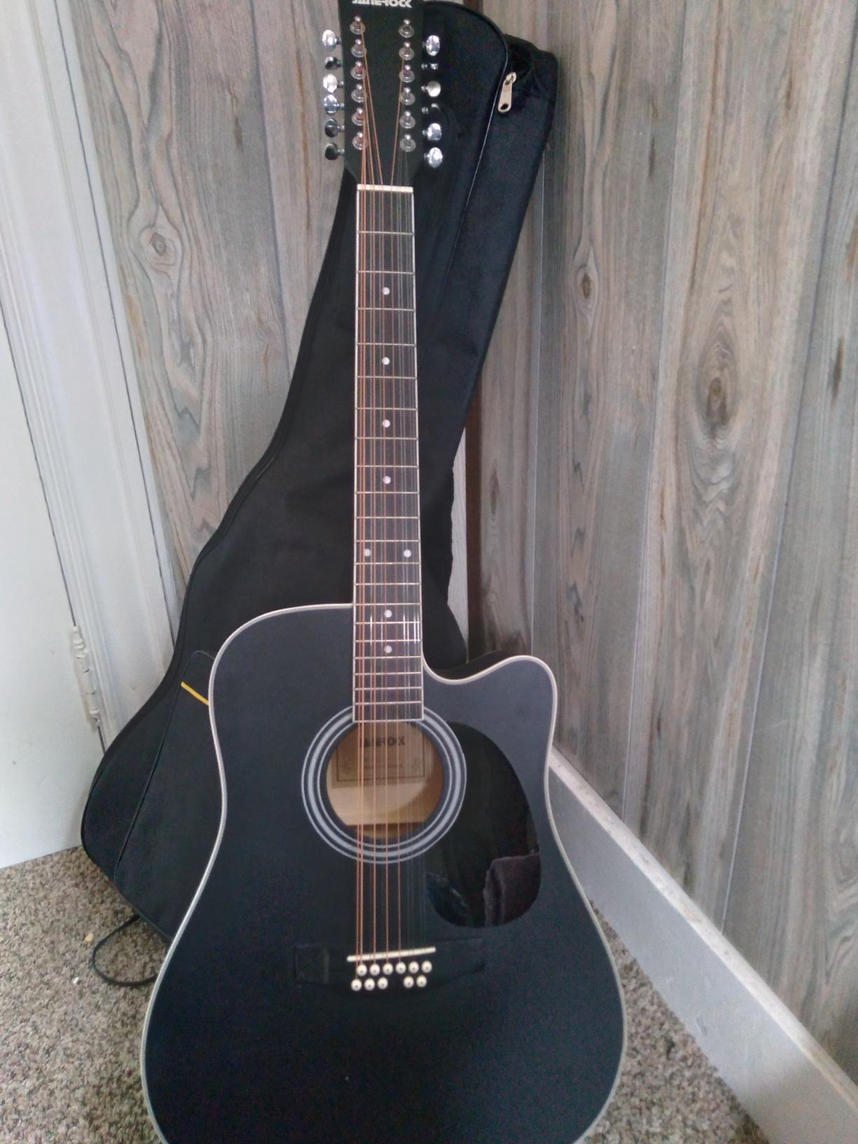 12 String Acoustic Guitar Cutaway,Adjustable Truss Rod Full Size Bundle with Gig Bag,Tuner,Strings,Strap, Picks, Black By Janerock customer photo 2