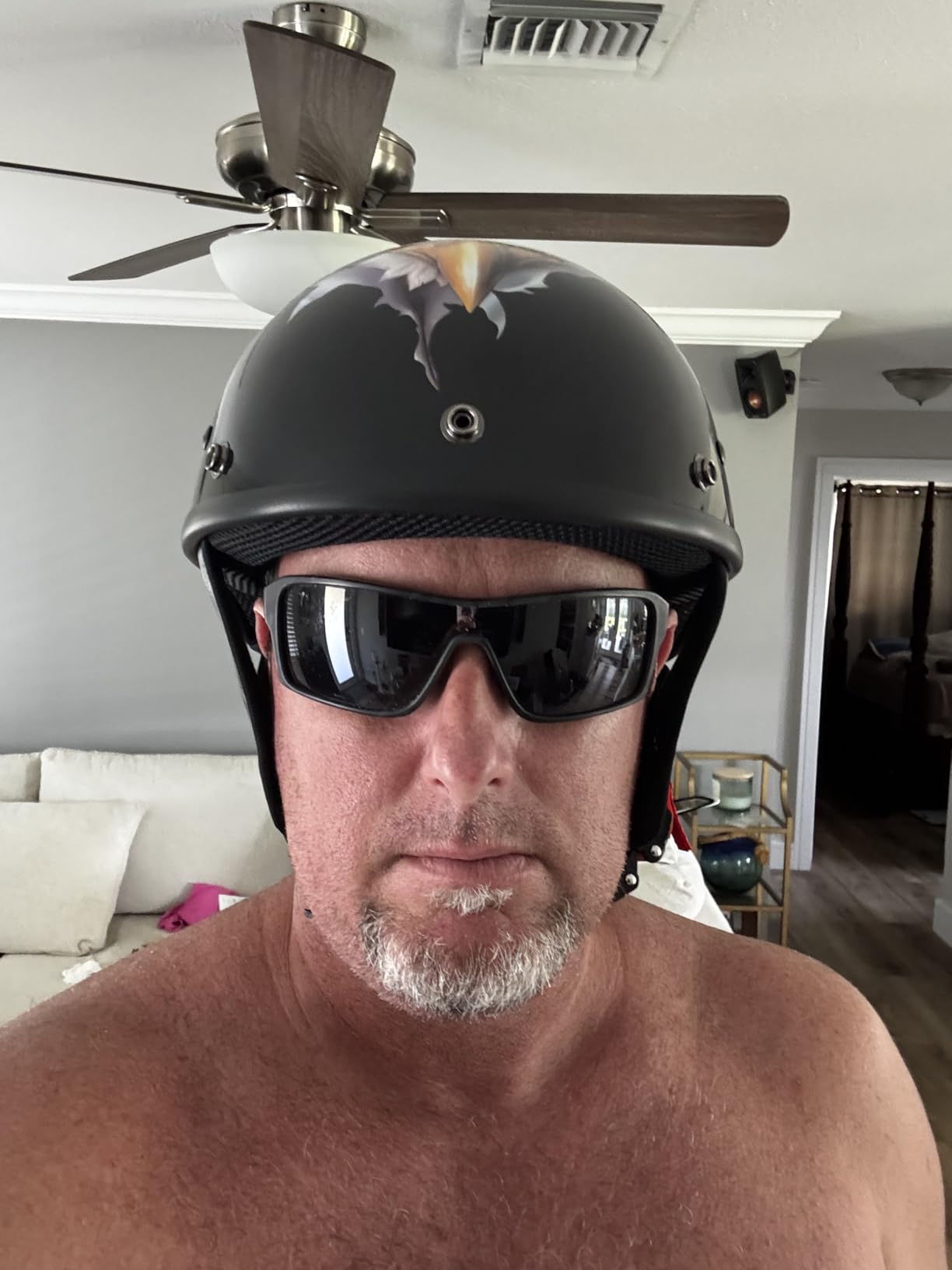 Cartman Cruiser Scooter Motorcycle Half Face Helmet, Patriotic Eagle USA Graphics, DOT Approved customer photo 2