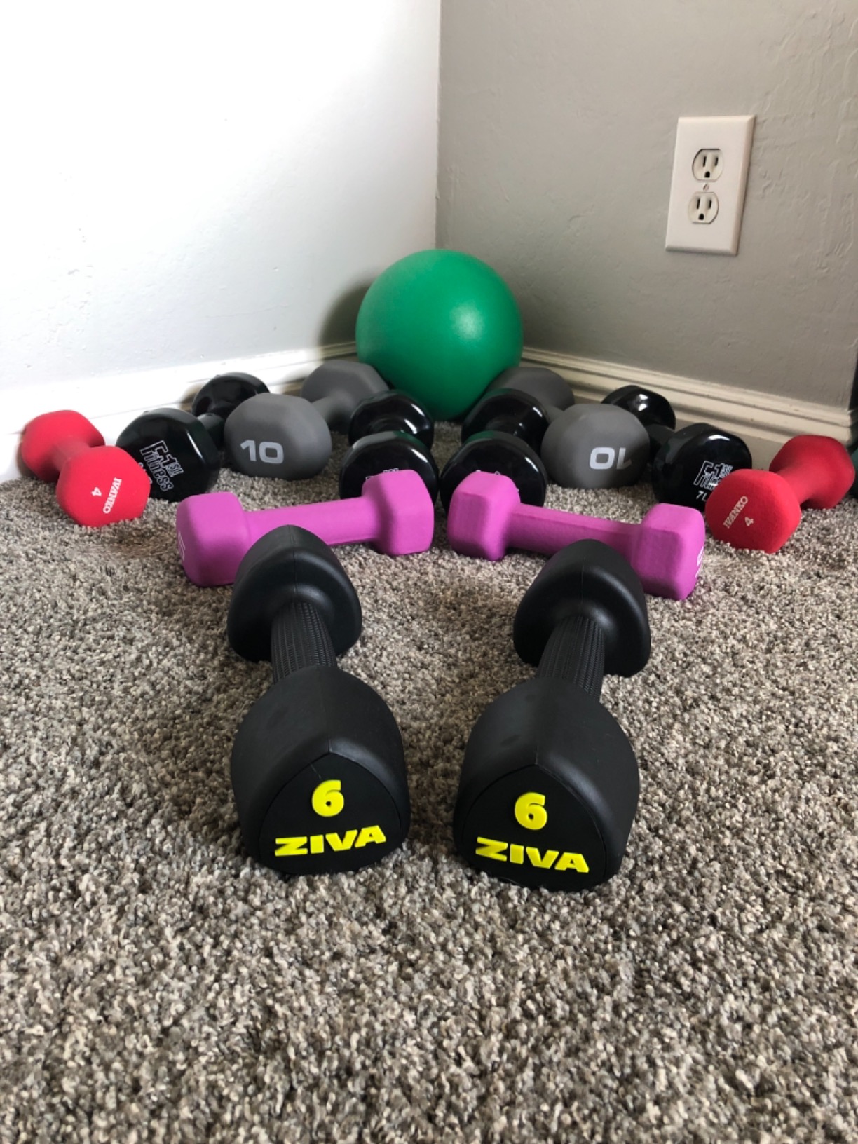 ZIVA RPU Tribell Dumbbell Pair - Premium Urethane-Coated Hand Weights with Ergonomic Textured Grip & Steel Core, 2-20 lb Sets in Multiple Colors for Strength Training customer photo 1