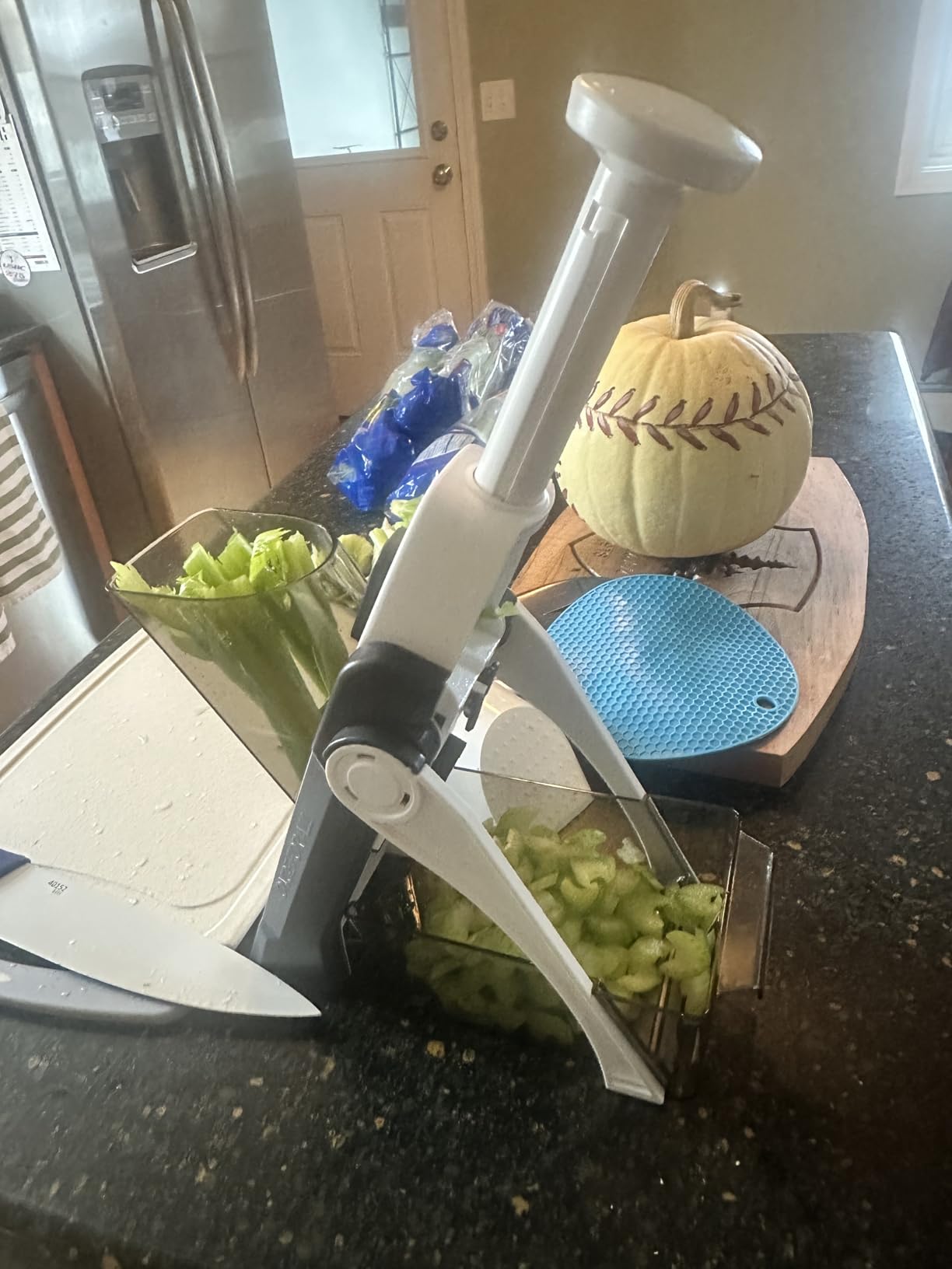 ONCE FOR ALL Safe Mandoline Slicer 5 in 1 Vegetable Chopper Food Potato Cutter, Strips Julienne Dicer Adjustable Thickness 0.1-8 mm Kitchen Chopping Artifact Fast Meal Prep (Gray) customer photo 1