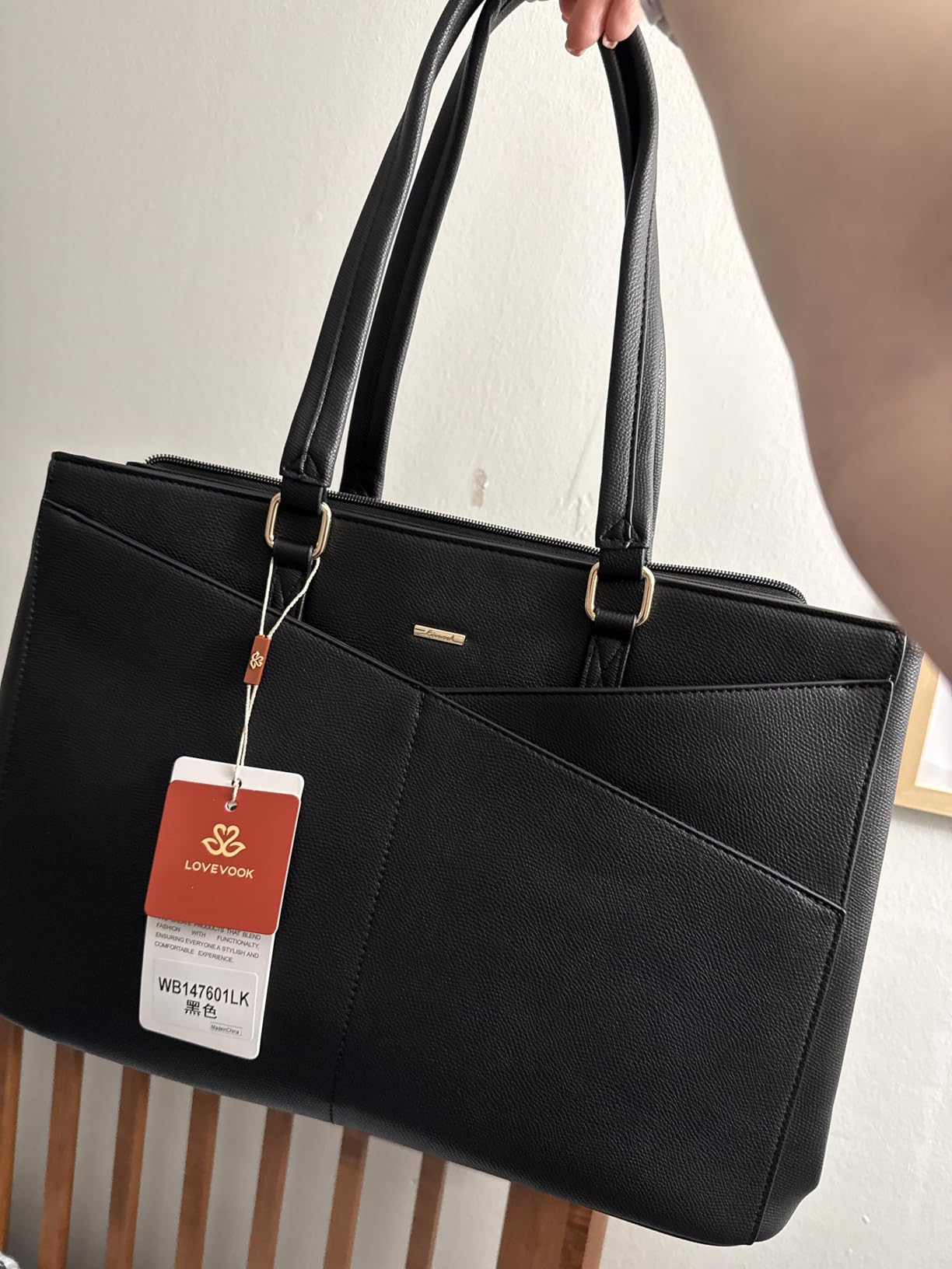 LOVEVOOK Laptop Tote Bag for Women 15.6 Inch Waterproof Leather Computer Bags Business Office Work Briefcase Black customer photo 2