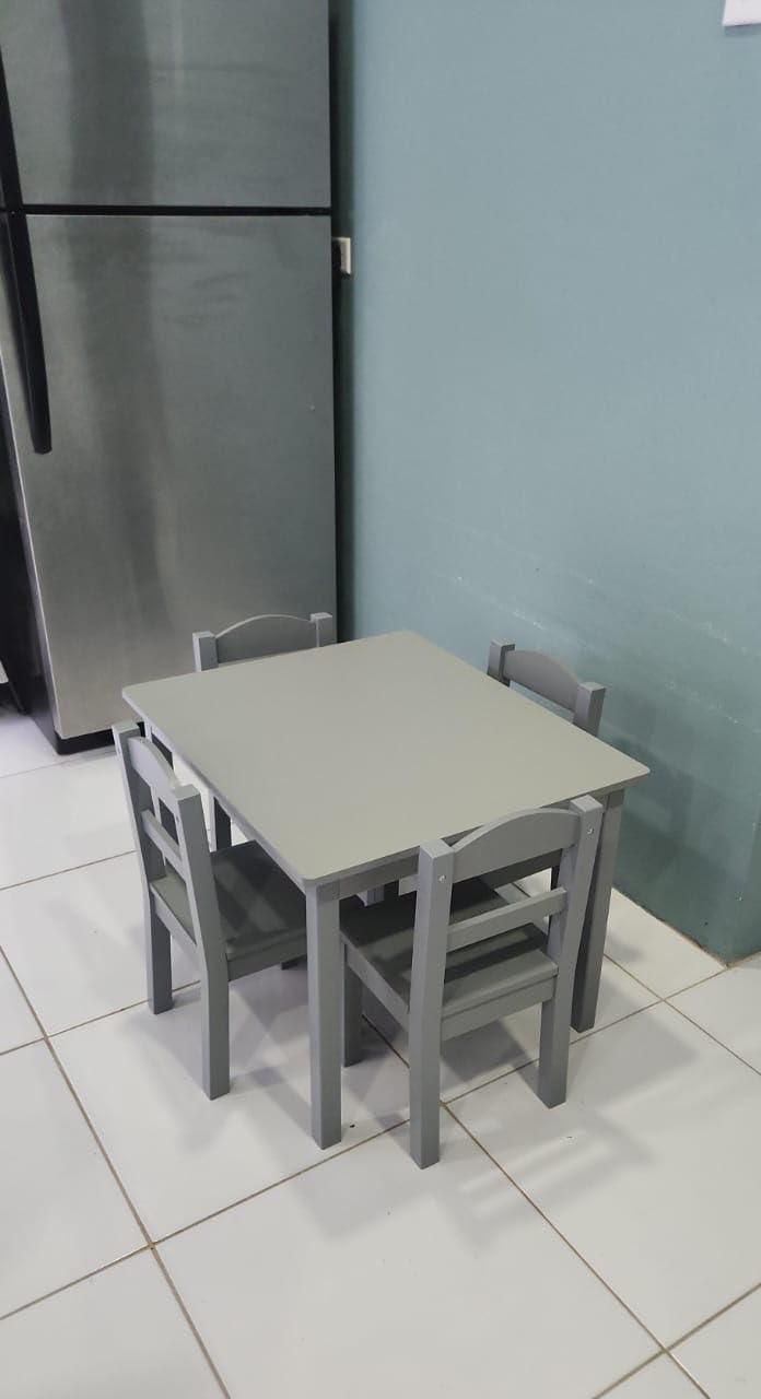 Humble Crew Kids Table and Chair Set, Toddler Activity Table with 4 Chairs for Play, Crafts, Snacks & Learning, Wooden Kids Furniture for Playroom & Bedroom, Grey customer photo 1