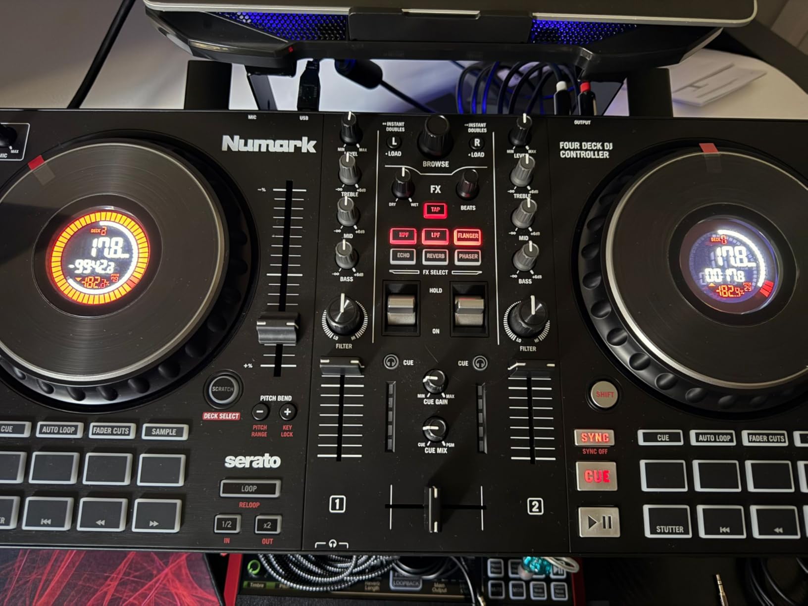 Numark Mixtrack Platinum FX Serato DJ Controller with Jog Wheel Displays, 4 Decks, Mixer, Effects Paddles and Audio Interface customer photo 1