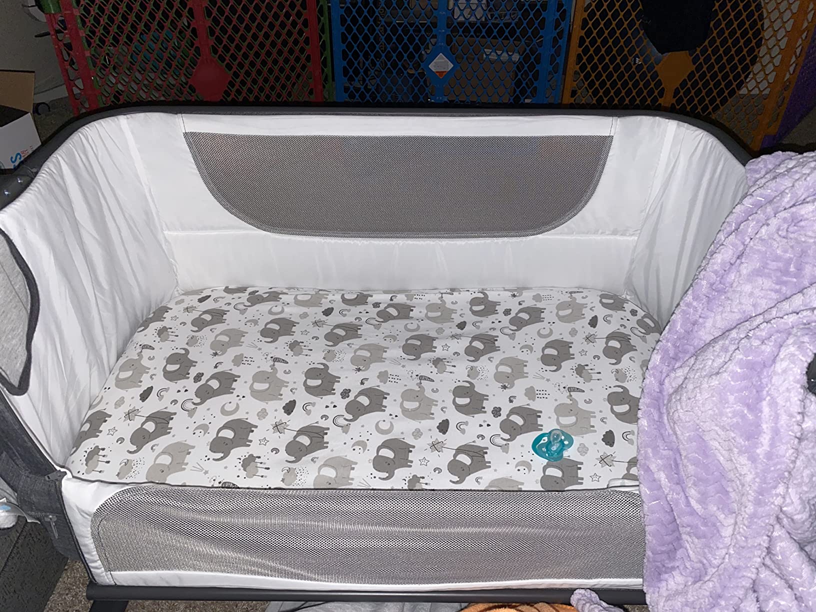 KoolerThings Baby Bassinet, Bedside Sleeper for Baby, Easy Folding Portable Crib with Storage Basket for Newborn, Bedside Bassinet, Comfy Mattress/Travel Bag Included (Grey) customer photo 1