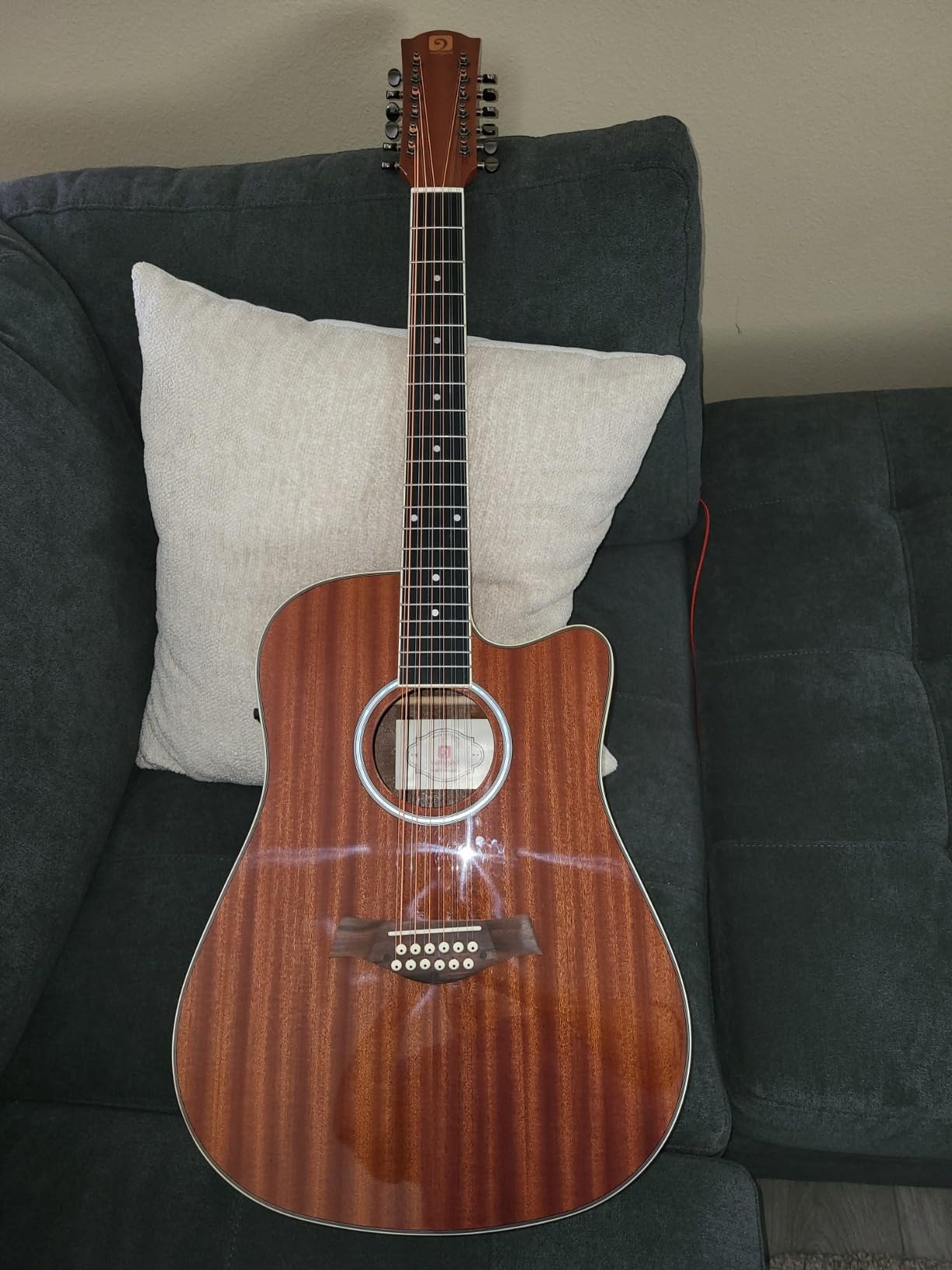 Vangoa 12 String Guitar Acoustic Electric, Upgraded Guitar 12 Strings Bundle for Beginner Intermediate Adults Teens, Guitarra de 12 Cuerdas, Sapele Body Bone Nut, Brown Glossy customer photo 2