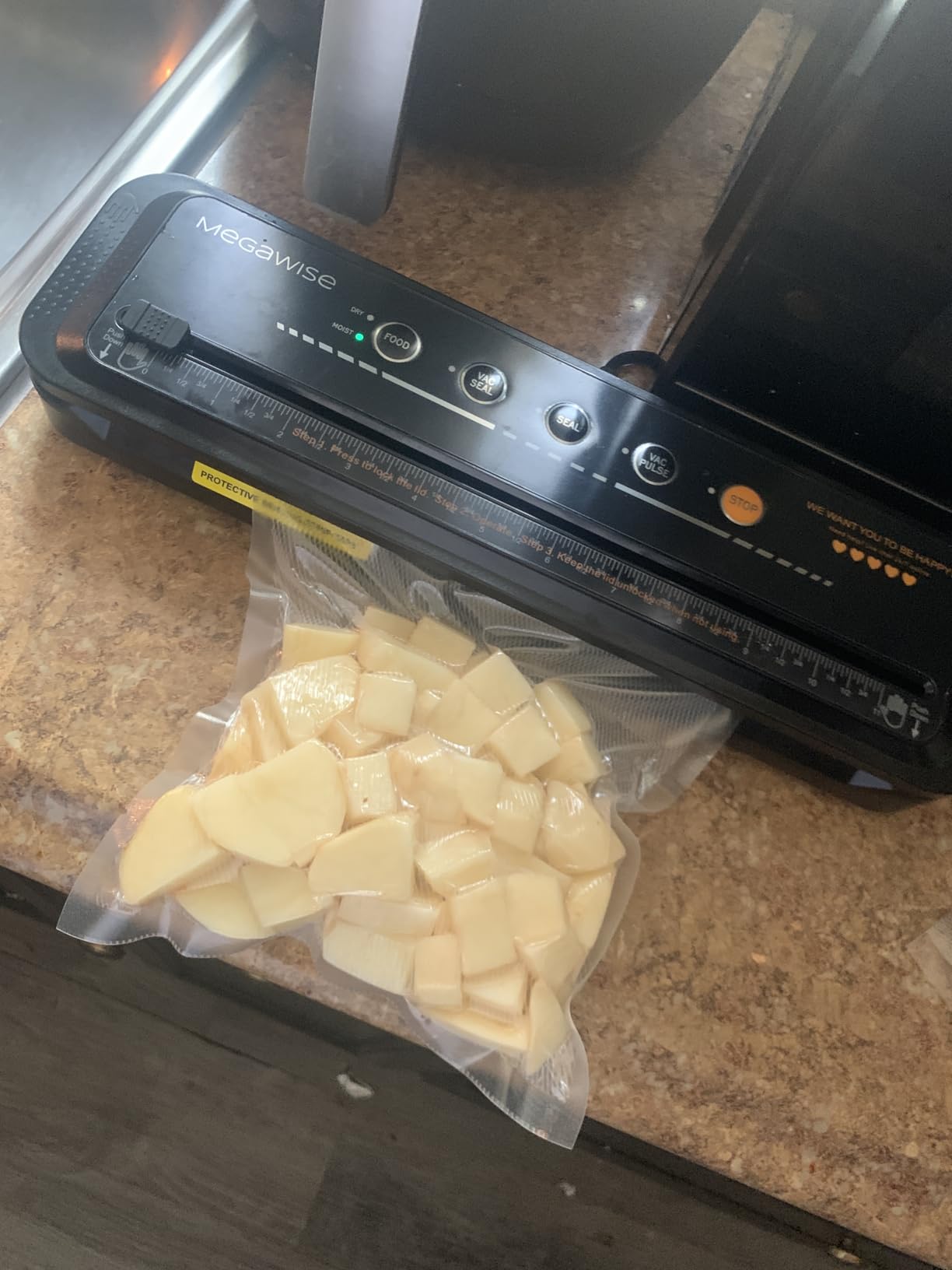 MegaWise Vacuum Sealer Machine | 80kPa Suction Power| Bags and Cutter Included | Compact One-Touch Automatic Food Sealer with External Vacuum System | Dry Moist Fresh Modes for All Saving needs customer photo 2