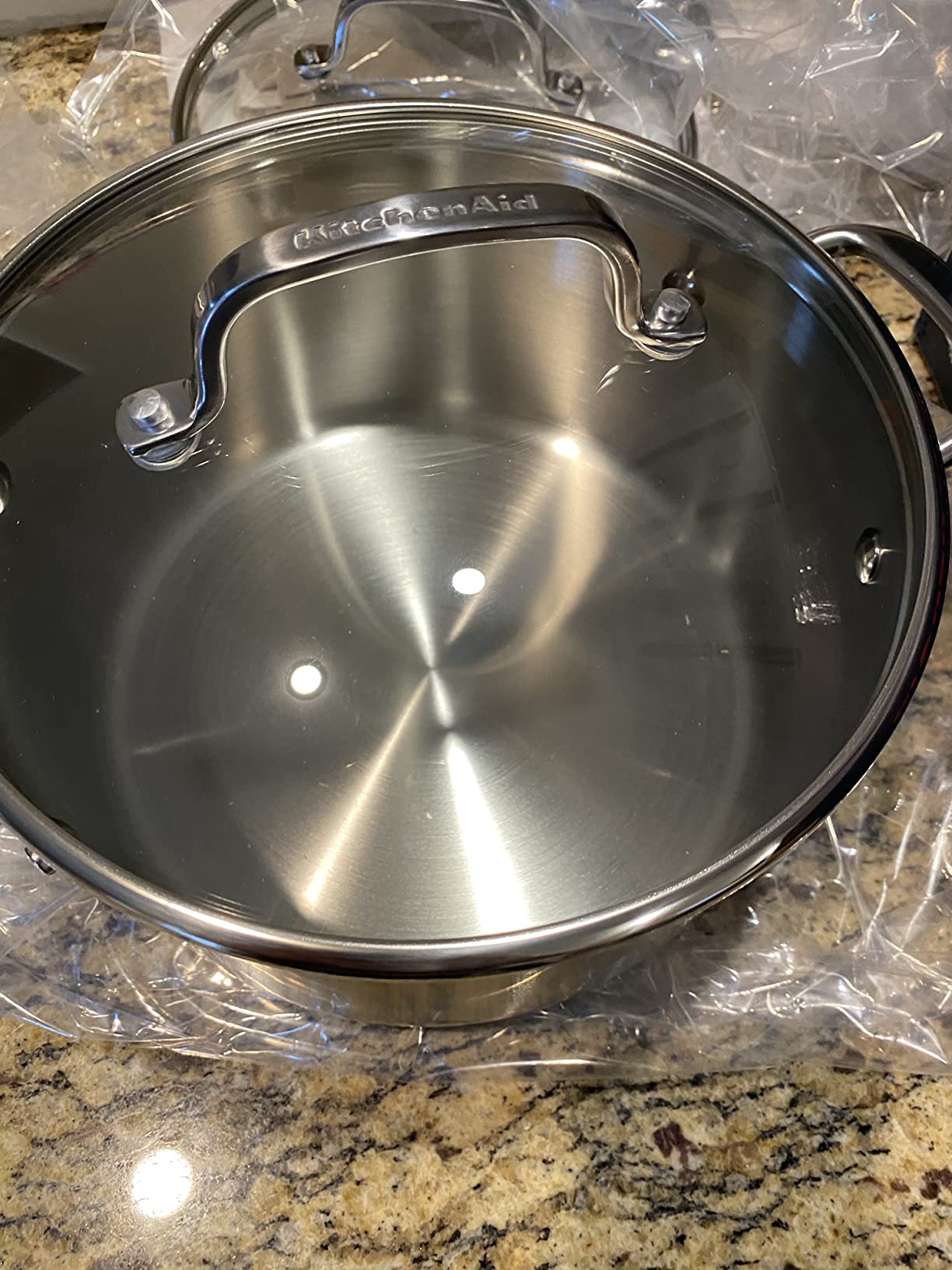 KitchenAid 3-Ply Base Brushed Stainless Steel Induction Pots and Pans Set with Nonstick Round Grill Pan and Lids, Dishwasher Safe, 10 Piece Cookware Set, Brushed Stainless Steel customer photo 2