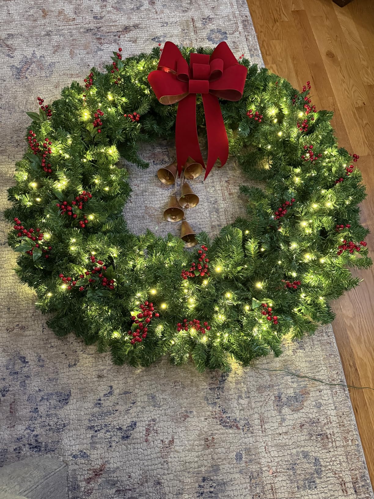 Best Choice Products 60in Large Artificial Pre-Lit Fir Christmas Wreath Holiday Accent Decoration w/ 300 LED Lights, 930 PVC Tips customer photo 2