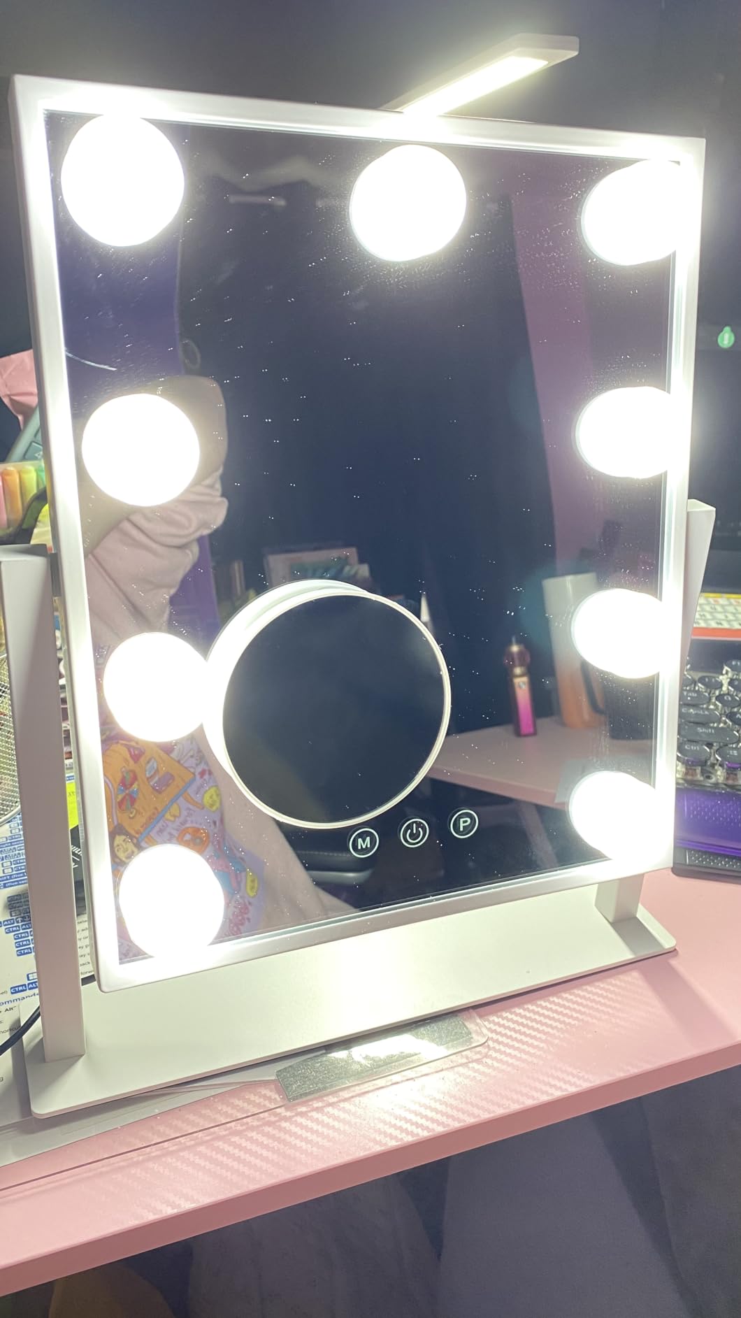 BWLLNI Lighted Makeup Mirror Hollywood Mirror Vanity Mirror with Lights, Touch Control Design 3 Colors Dimable LED Bulbs, Detachable 10X Magnification, 360°Rotation, (White) 12