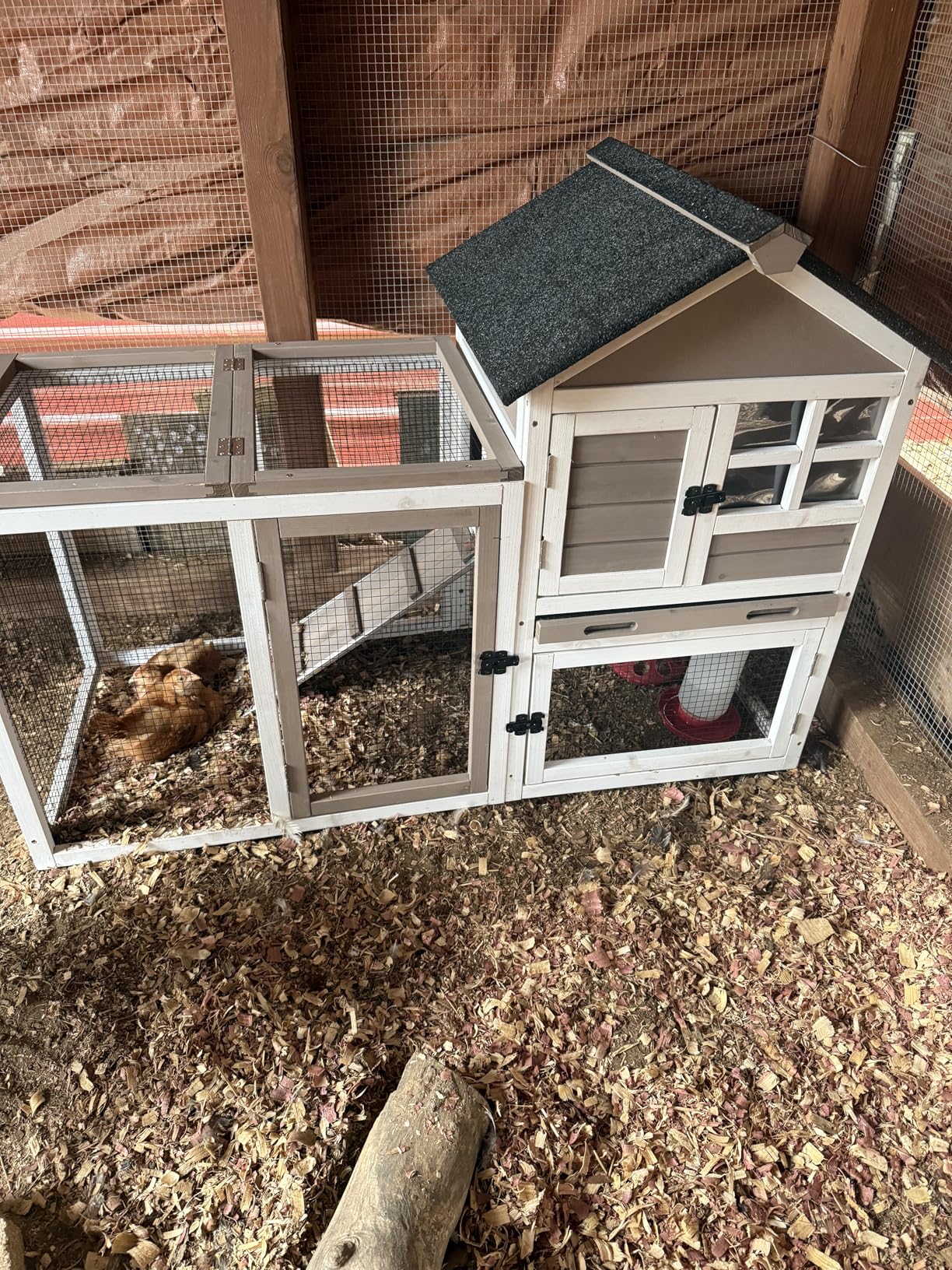 Aivituvin Rabbit Hutch Indoor Outdoor 51.6''L Chicken Coop Bunny Cage with Run, Guinea Pig House Pull Out Upper Tray (51.6