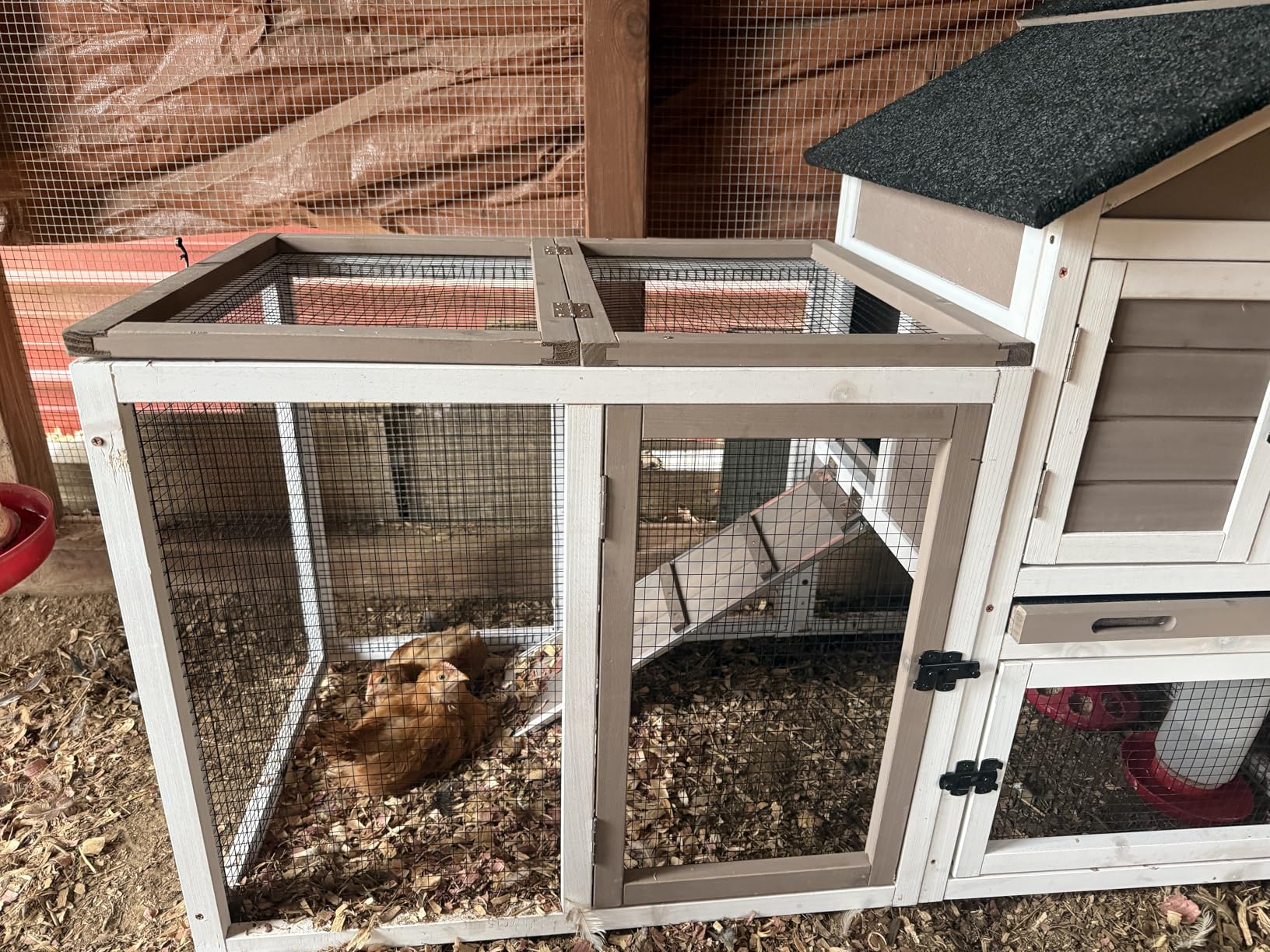 Aivituvin Rabbit Hutch Indoor Outdoor 51.6''L Chicken Coop Bunny Cage with Run, Guinea Pig House Pull Out Upper Tray (51.6