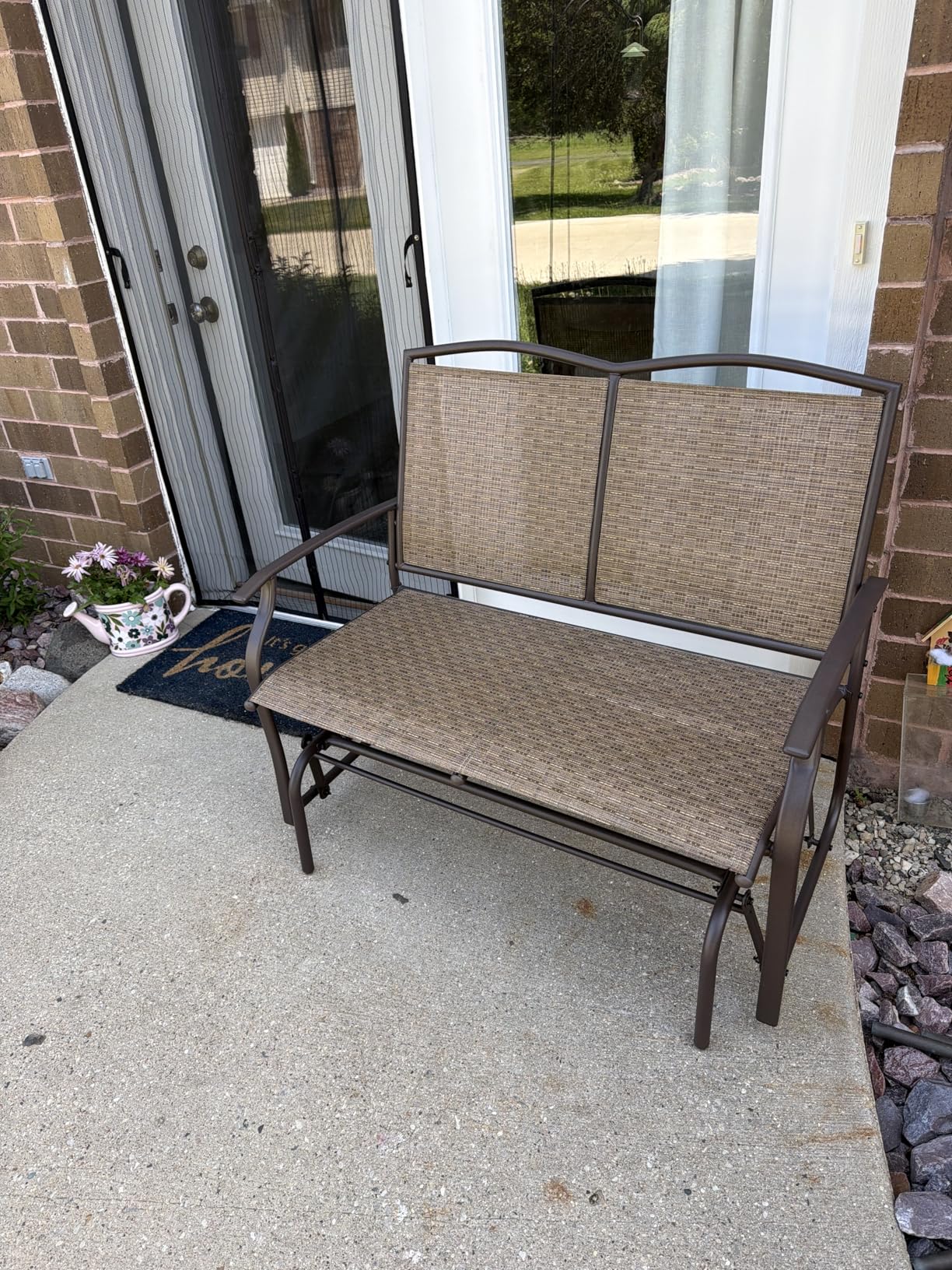 Best Choice Products 2-Person Outdoor Patio Swing Glider Steel Bench Loveseat Rocker for Deck, Porch w/Textilene Fabric, Steel Frame - Gray customer photo 1