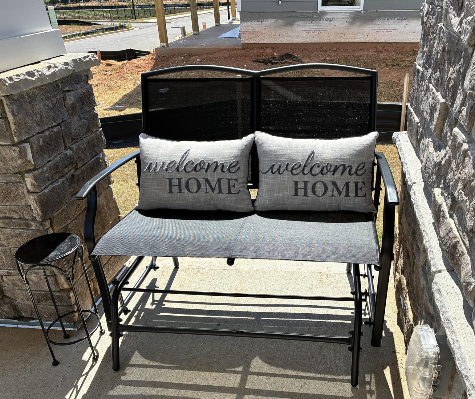 Best Choice Products 2-Person Outdoor Patio Swing Glider Steel Bench Loveseat Rocker for Deck, Porch w/Textilene Fabric, Steel Frame - Gray customer photo 2
