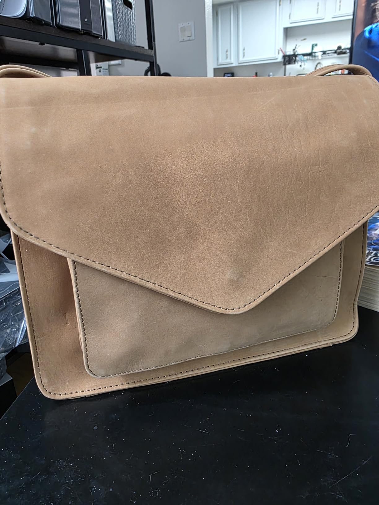 Leather Flapover Crossbody Handbag Purse for Women with Adjustable Strap & Overflap Snap Closure Tote/Bag customer photo 1