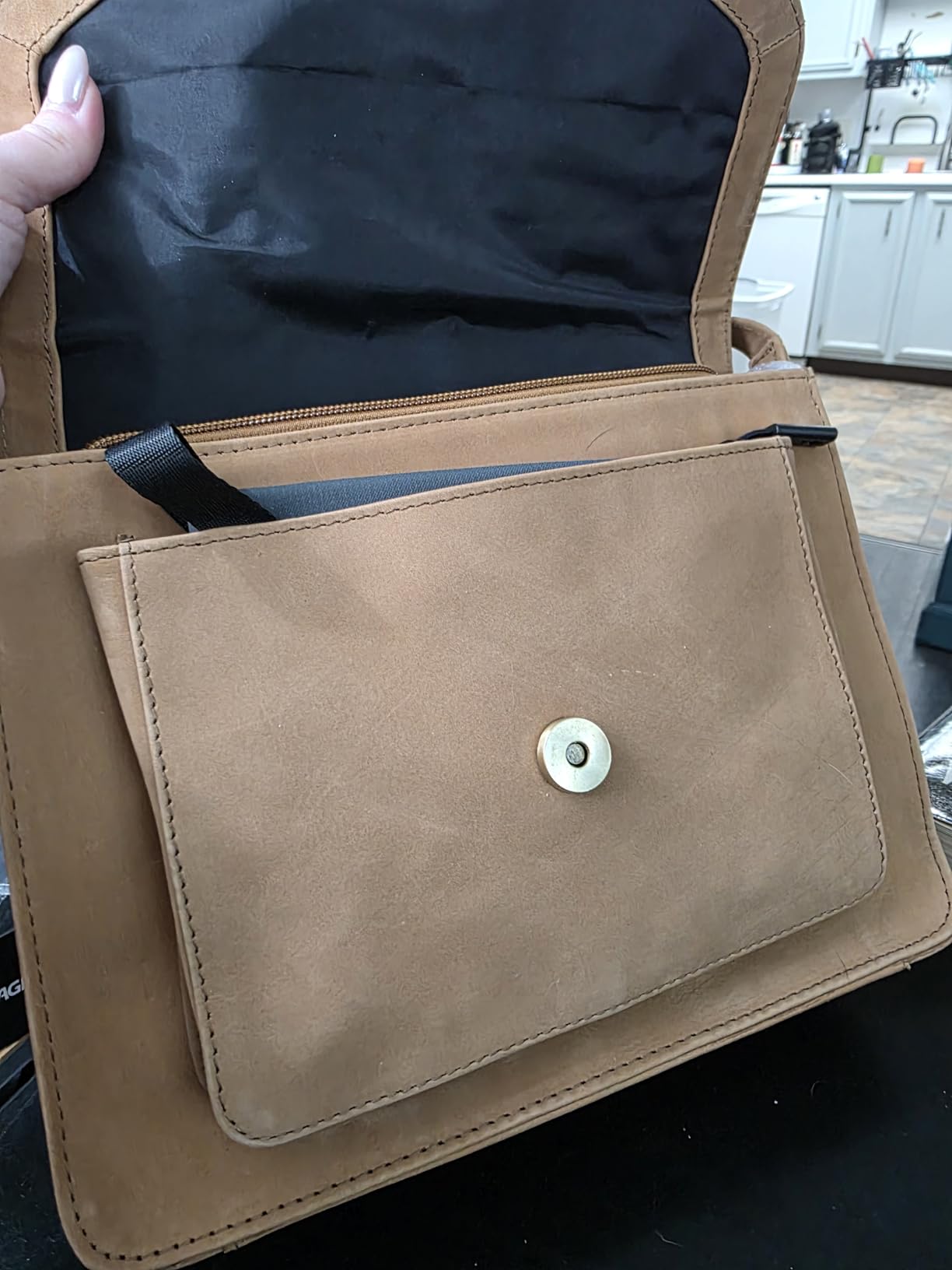 Leather Flapover Crossbody Handbag Purse for Women with Adjustable Strap & Overflap Snap Closure Tote/Bag customer photo 2