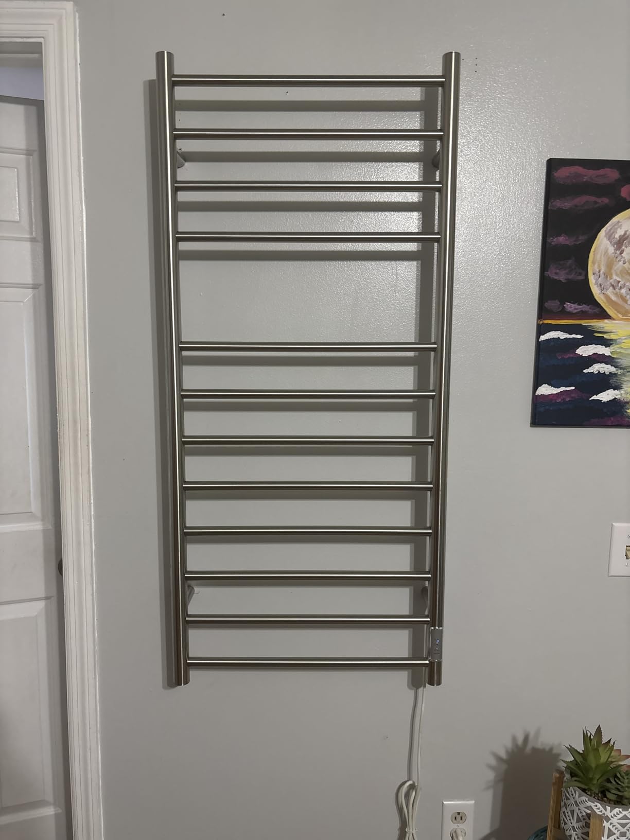 KEG Towel Warmer Wall Mounted with Built-in Timer 12 Bars Electric Stainless Steel Heated Towel Racks for Bathroom, Hot Plug-in Bath Towel Heater Brushed Nickel customer photo 2