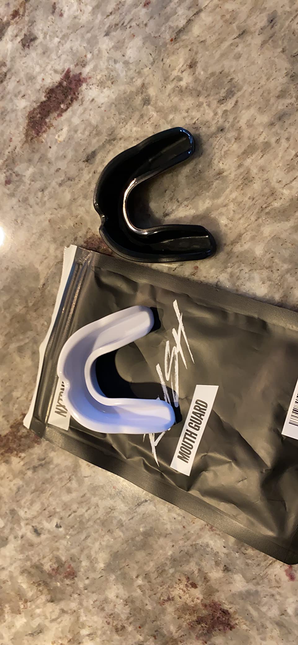 2 Pack Nxtrnd Rush Dual Layer Mouthguard, Custom Fit Sports Mouthpiece for Football, Boxing, MMA, Basketball, Hockey, Lacrosse, Youth & Adult (Black & White Fangs) customer photo 1