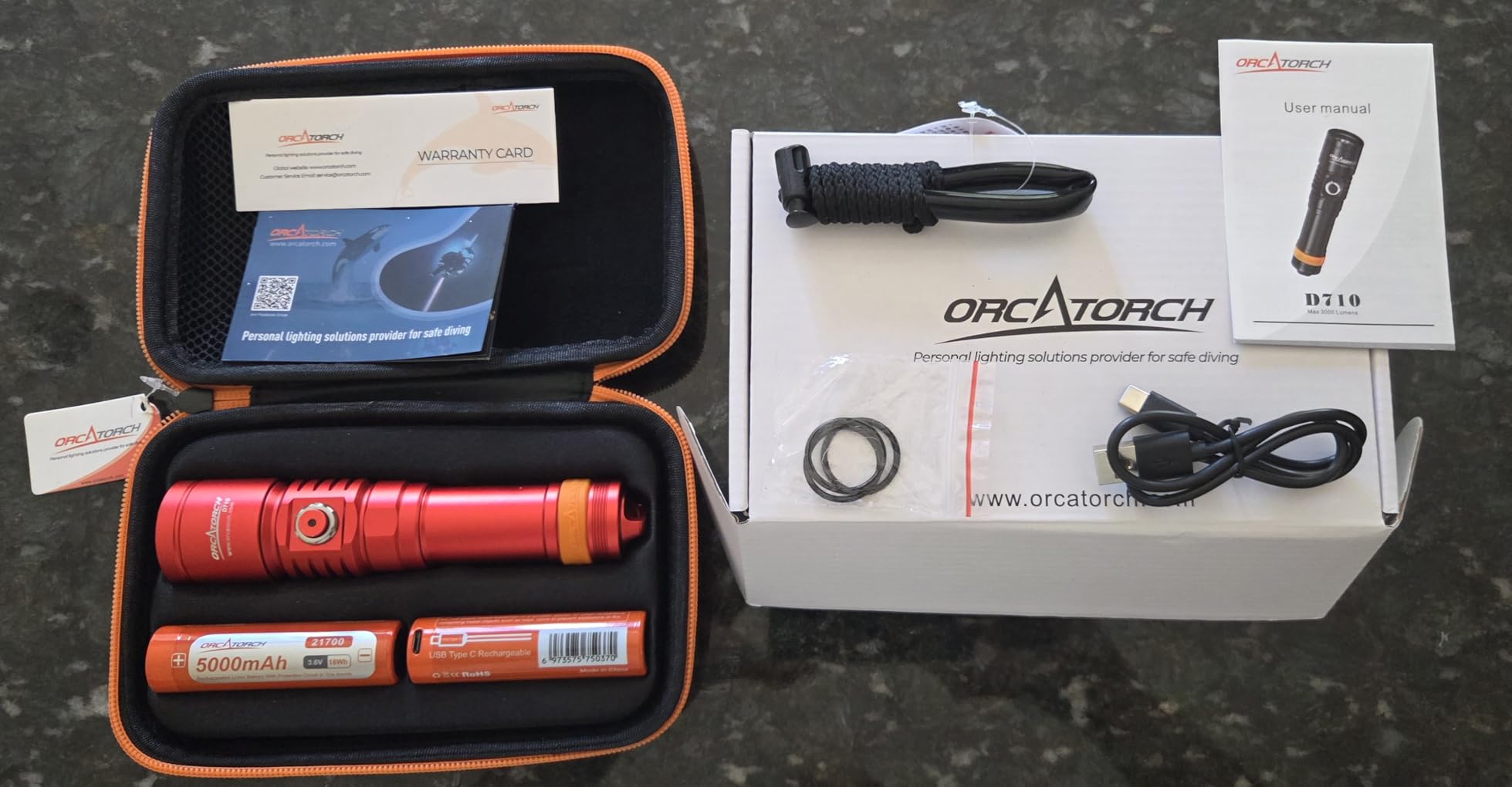 ORCATORCH D710 Scuba Diving Light, 3000 Lumens Super Bright Underwater Flashlight with 6 Degrees Narrow Beam, IP68 Waterproof Night Dive Torch customer photo 2