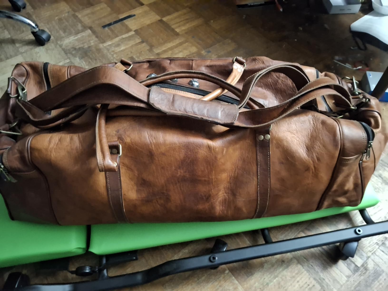 Leather 24 Inch Luggage Handmade Duffel Bag Carryall Weekender Travel Overnight Gym Sports Carry On Duffel Bag For Men And Women customer photo 1