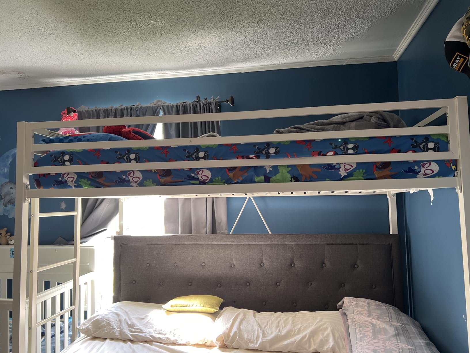 SHA CERLIN Loft Bed Twin Size with Ladder and Guardrail, Heavy Duty Metal Slats Support No Box Spring Needed Small Space Saving Furniture for Bedroom Dorm, Black customer photo 1