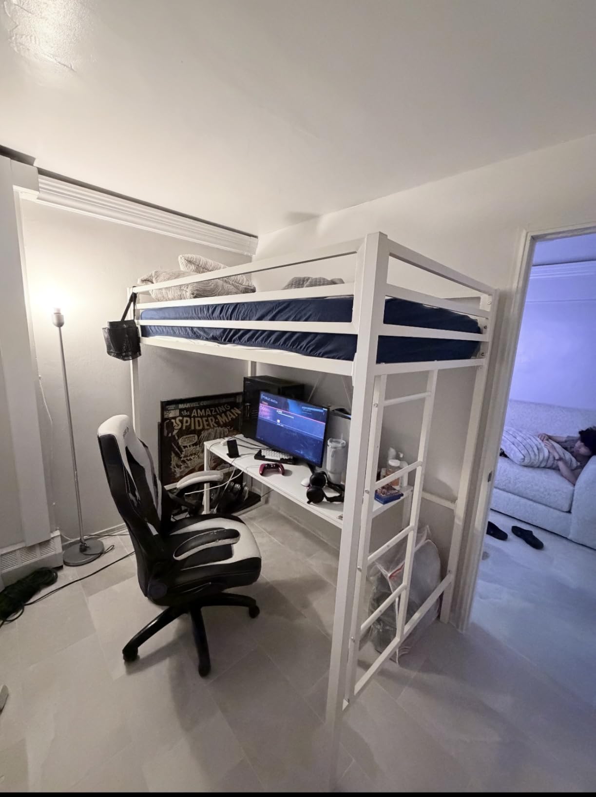 SHA CERLIN Loft Bed Twin Size with Ladder and Guardrail, Heavy Duty Metal Slats Support No Box Spring Needed Small Space Saving Furniture for Bedroom Dorm, Black customer photo 2