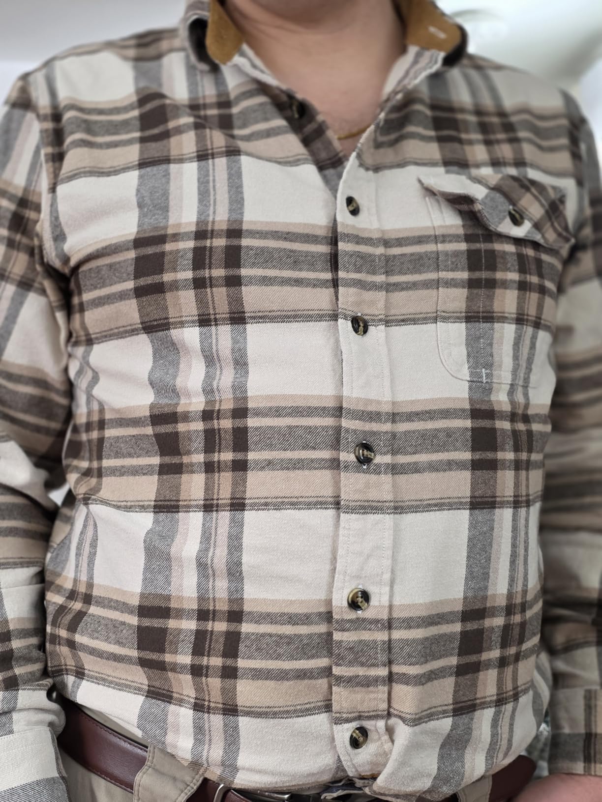 6 oz Flannel Shirt for Men Long Sleeve Casual Button Down Brushed 100% Cotton Shirt customer photo 2