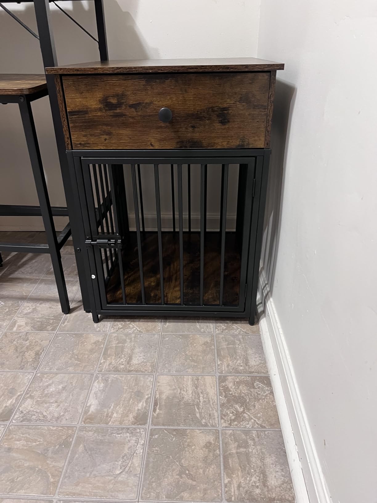 HOOBRO Dog Crate Furniture, Wooden Dog House, Decorative Dog Kennel with Drawer, Indoor Pet Crate End Table for Small Dog, Steel-Tube Puppy Cage, Chew-Proof, Rustic Brown and Black BF01GW03 customer photo 2