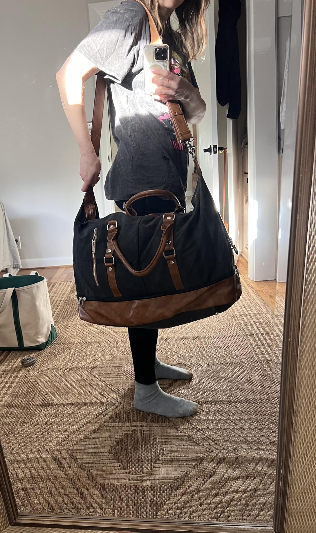 S-ZONE Genuine Leather Women Travel Duffle Weekender Overnight Weekend Carry on Shoulder Tote Bag customer photo 2