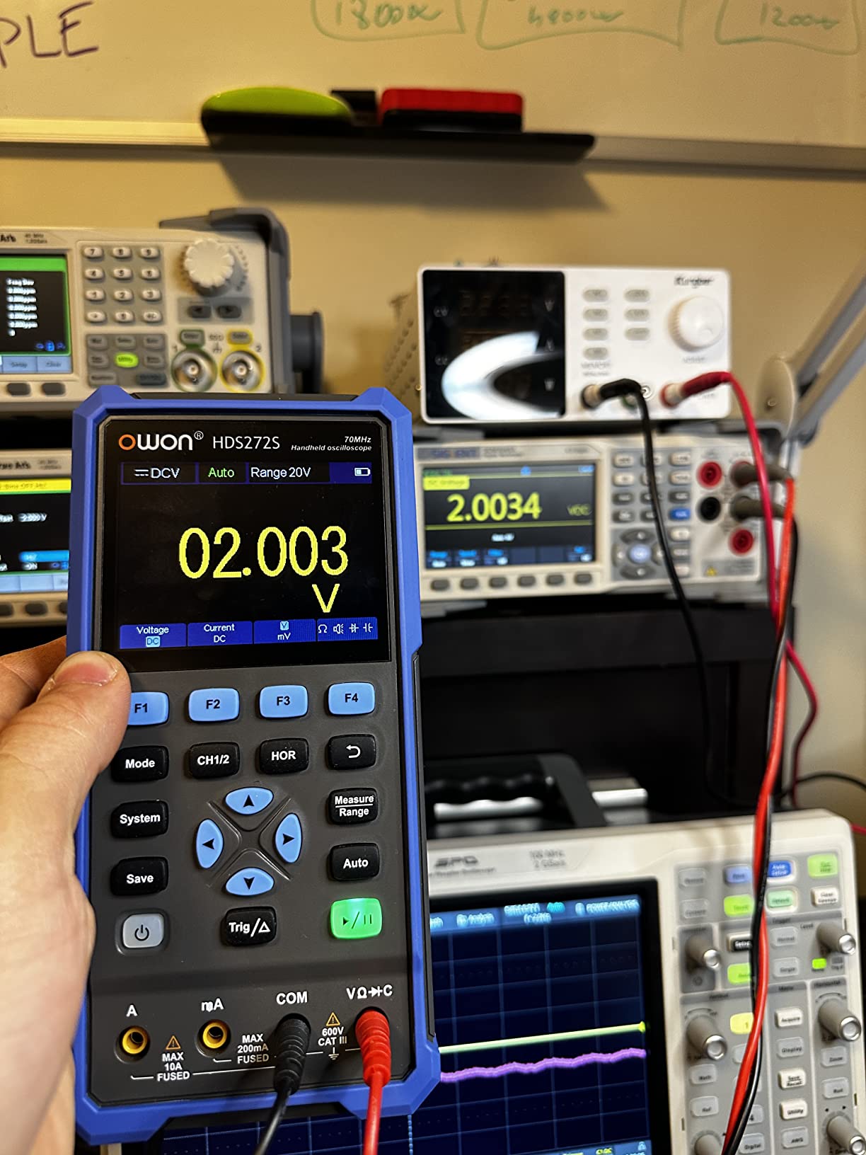 HDS272S Oscilloscope, Handheld Oscilloscope Multimeter 70MHz Bandwidth 3 in 1 Portable Waveform Generator with 3.5