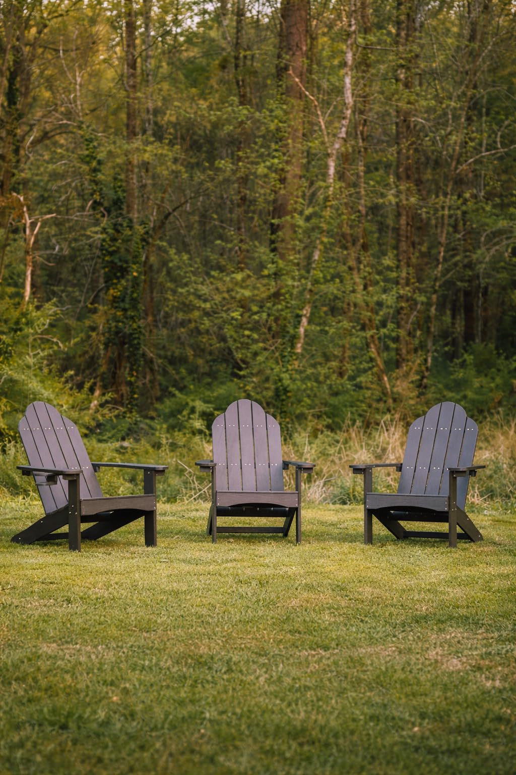 LUE BONA HDPS Adirondack Chairs Set of 4, Long-Lasting All-Season Outdoor Patio Chairs, Hidden Cup Holder, 350 LBS, Black customer photo 1
