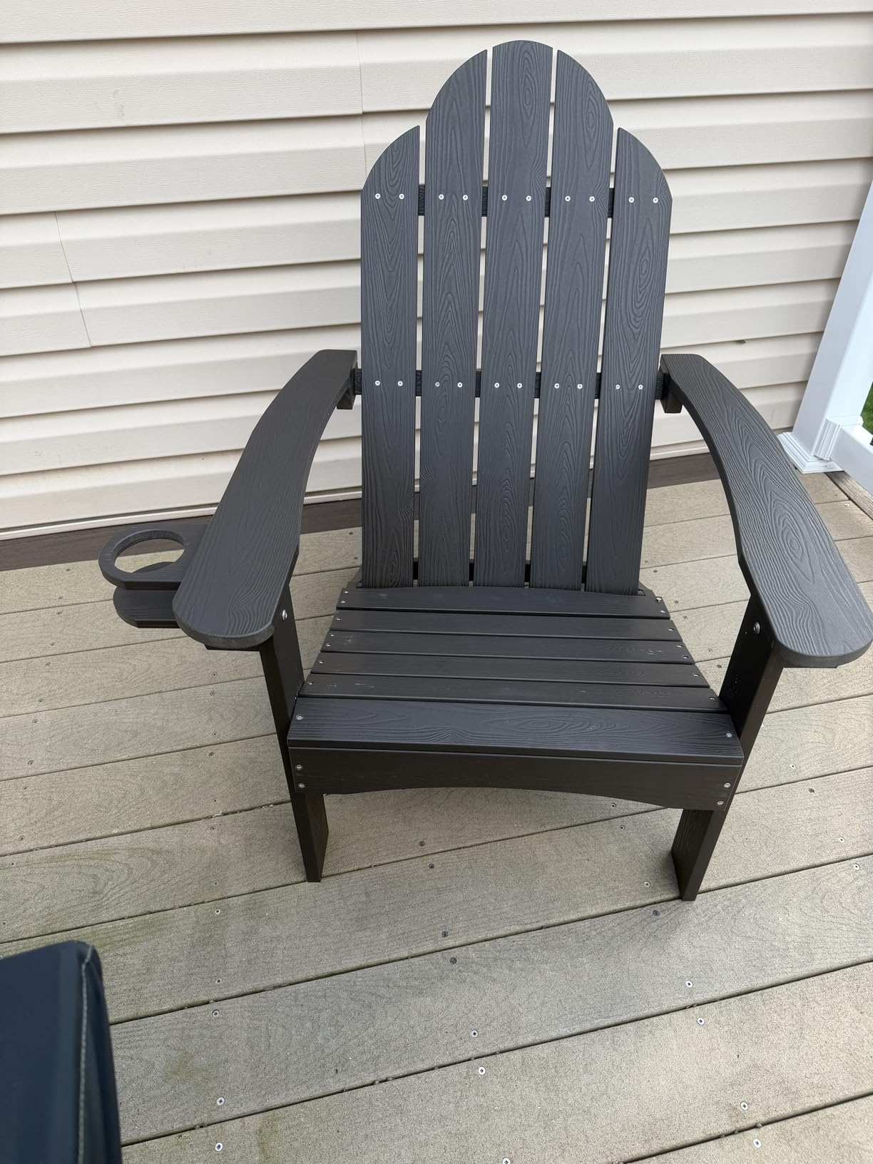 LUE BONA HDPS Adirondack Chairs Set of 4, Long-Lasting All-Season Outdoor Patio Chairs, Hidden Cup Holder, 350 LBS, Black customer photo 2